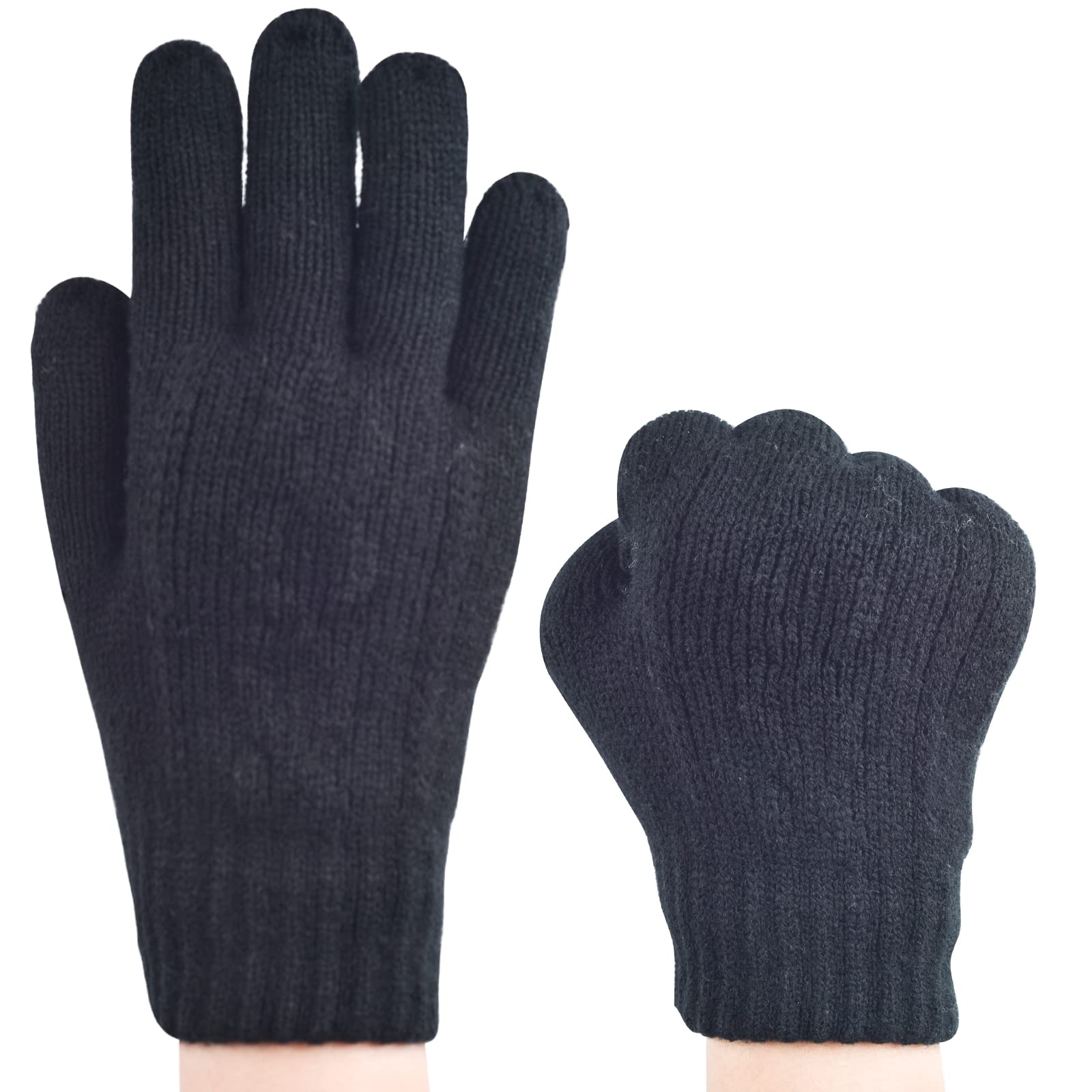 2 pares de guantes de punto de invierno para niños y niñas, guantes térmicos cálidos de punto trenzado de 2-6-10-14 años, guantes de lana con forro polar