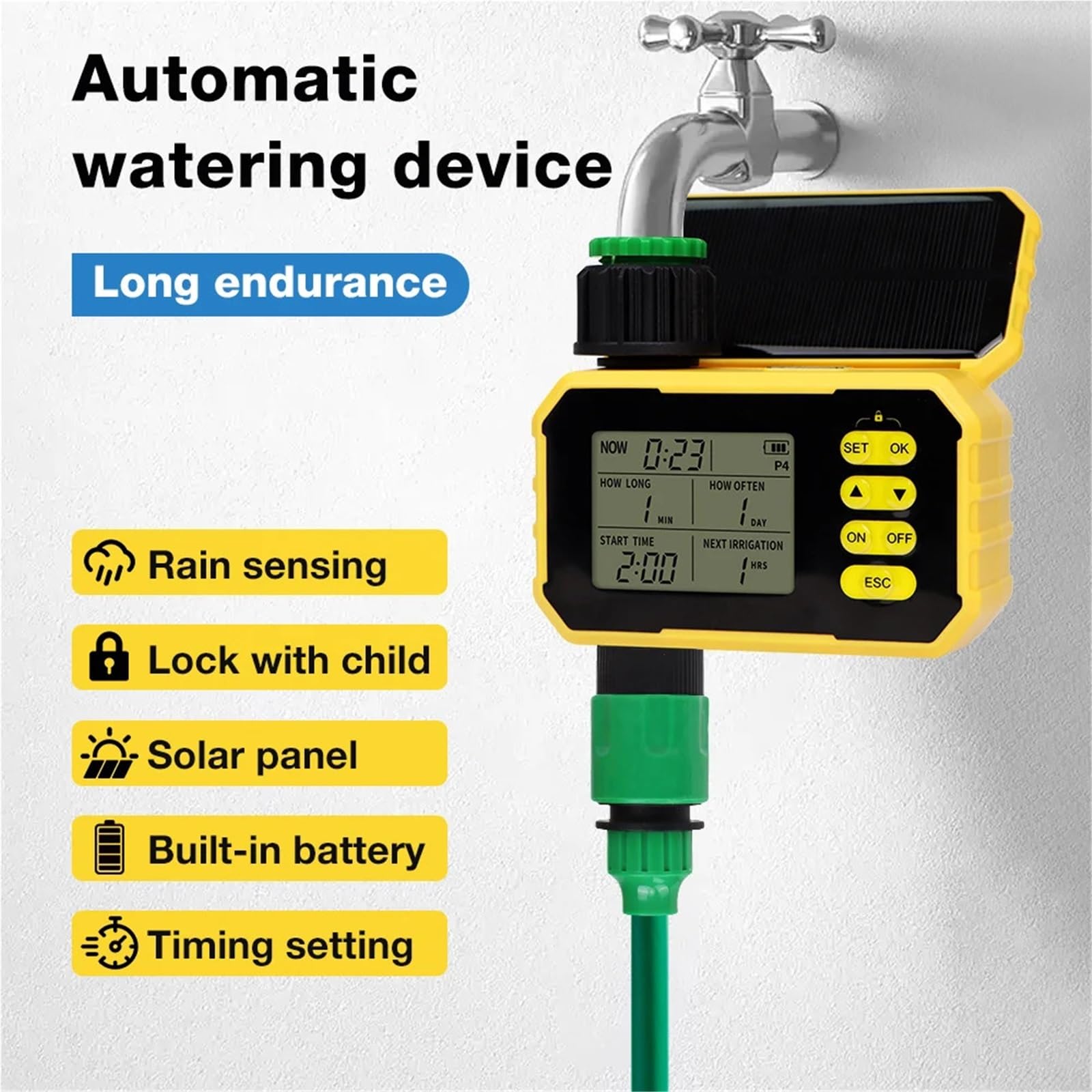 Timer for irrigazione solare Controllo APP intelligente di irrigazione automatico Timer for acqua esterna Strumento for irrigazione da giardino