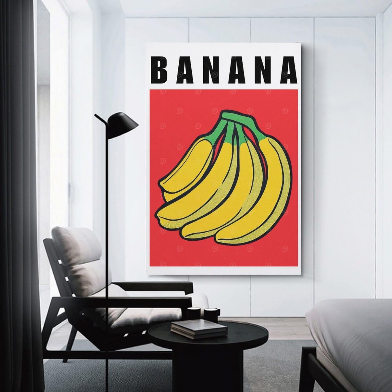 Junmoney Unframe-Style-13 Banana Pop Art Minimalist Kitchen Poster Wall Picture Print, 12X18inch(30X45cm), For Lounge, Study, Hallway Or Flat Walls, Canvas Wall Art That Fits Changing Layouts
