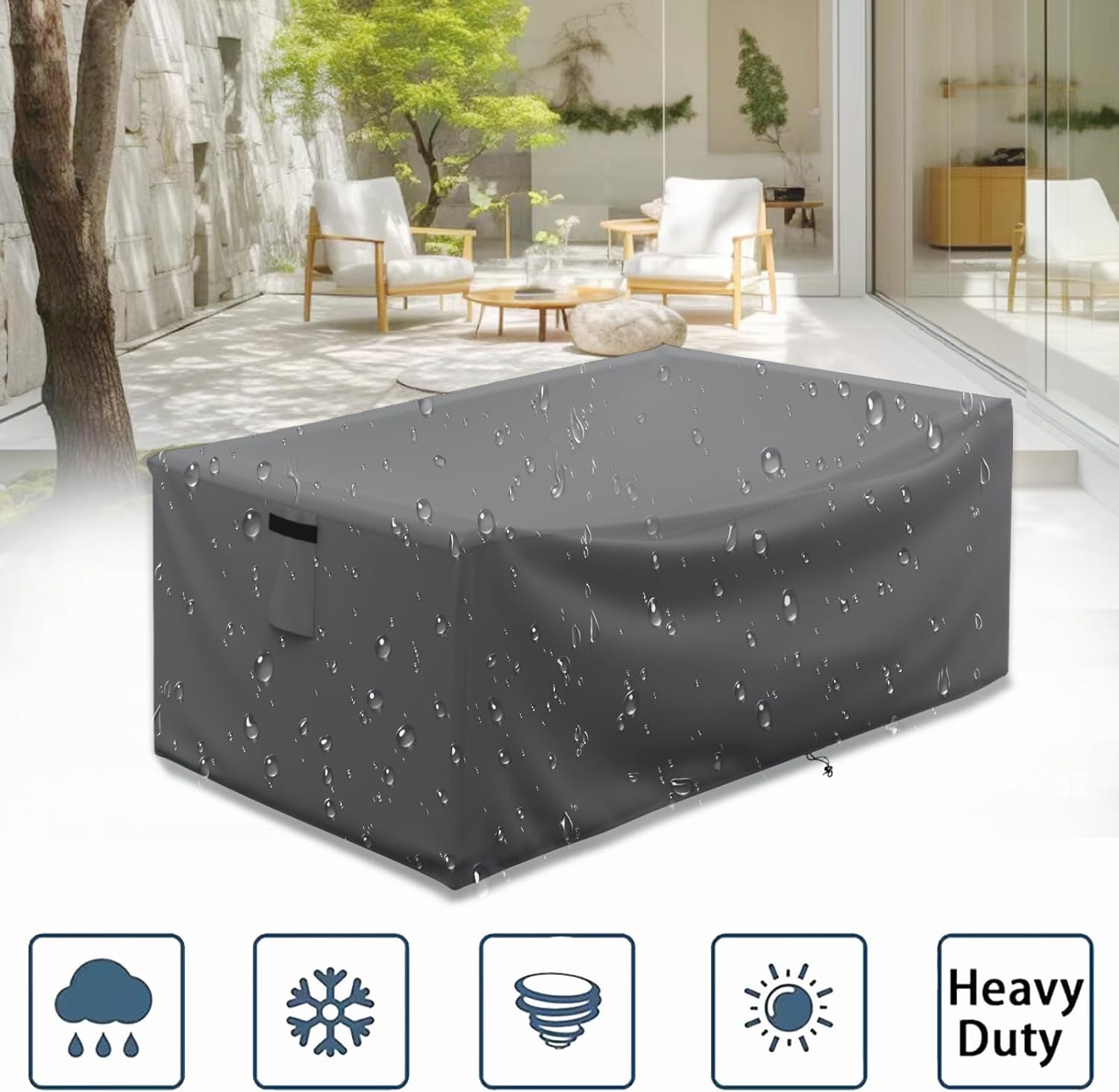 STARTWO Patio Furniture Covers Outdoor Sectional Sofa Couch Set Covers Waterproof Heavy Duty Outside Rectangular Garden Dining Table Chair Set Cover