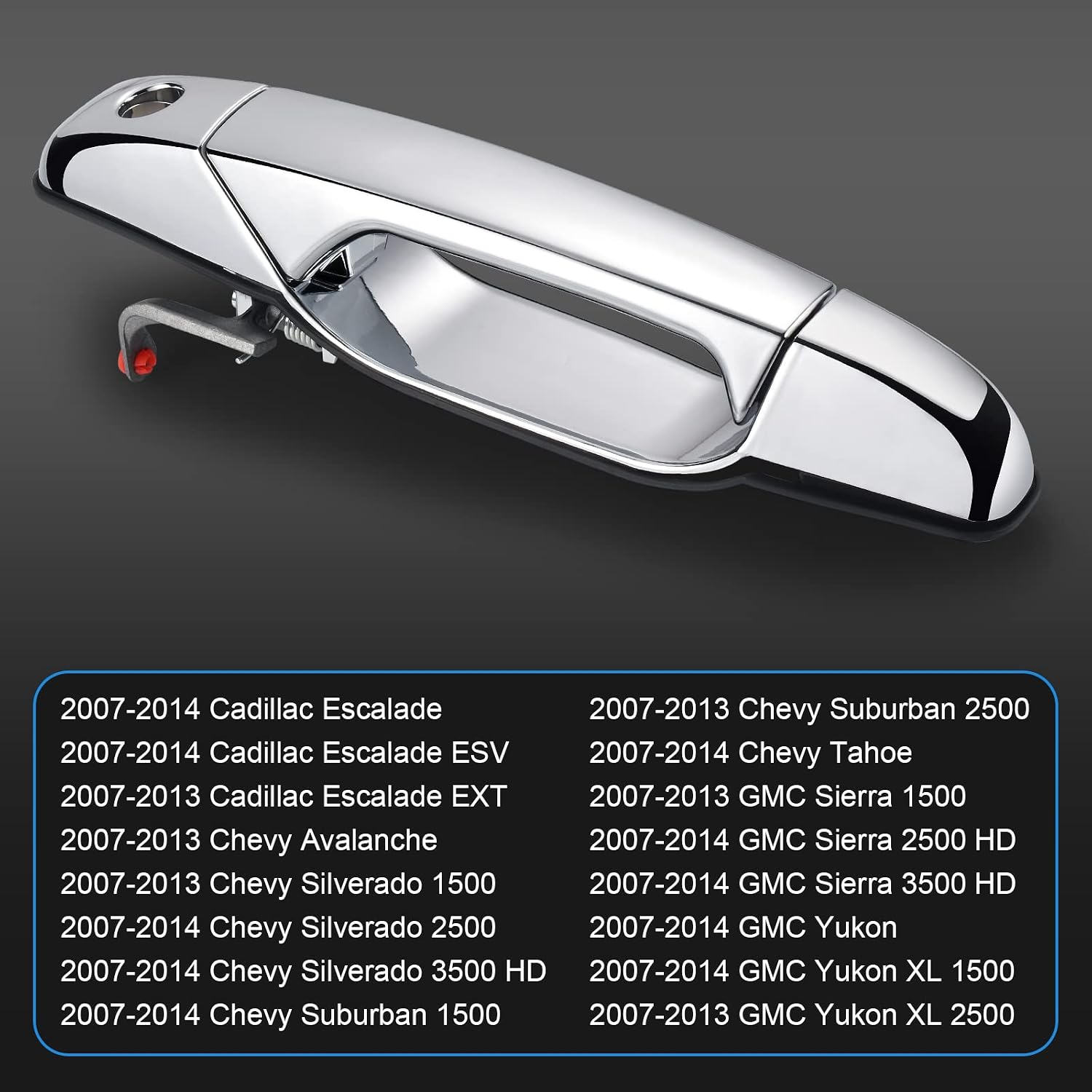 FAERSI Outside Exterior Door Handle Front Driver Side for 2007-2014 Chevy Avalanche Silverado Tahoe GMC Sierra, Yukon, Yukon XL, Cadillac Escalade, OE# 80546, 22738721,20828258, 22738721, 25960525