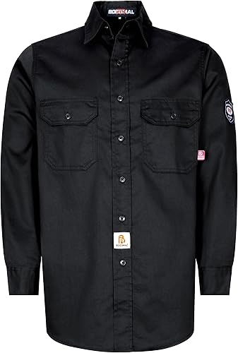 Miniatura 14 de BOCOMAL FR Shirts 6.25oz Camisas de soldadura ligeras Camiseta ignífuga para hombre ignífuga Rojo/Blanco,Gris,claro,Azul marino con broche
