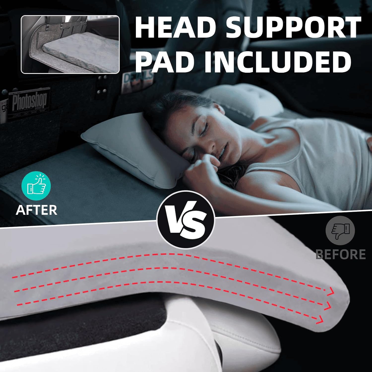 Tesla Model Y Camping Mattress Pad, 3 Inch Memory Foam Sleeping Pad Foldable Mattress for SUV Car Bed Conversion, Portable Foam Pad for Road Trips and Travel