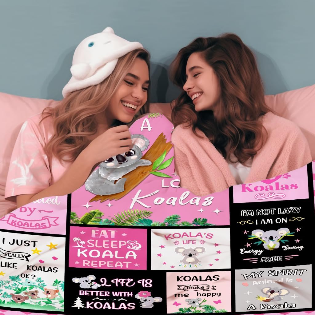 Koala Bear Blanket Koala Gifts for Kids Adults Women,Cute Cartoon Koalas Throw and Blankets for Koala Lovers Couch Bedroom Sofa All Season 60"X50" - Image 3