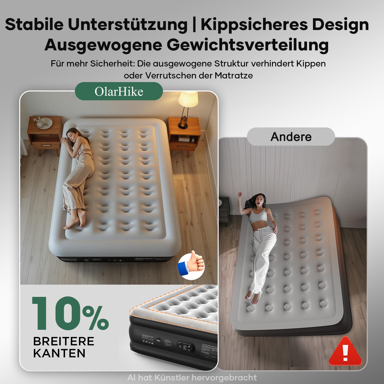 OlarHike Luftmatratze Selbstaufblasend 140x200 2 Personen Camping Gästebett