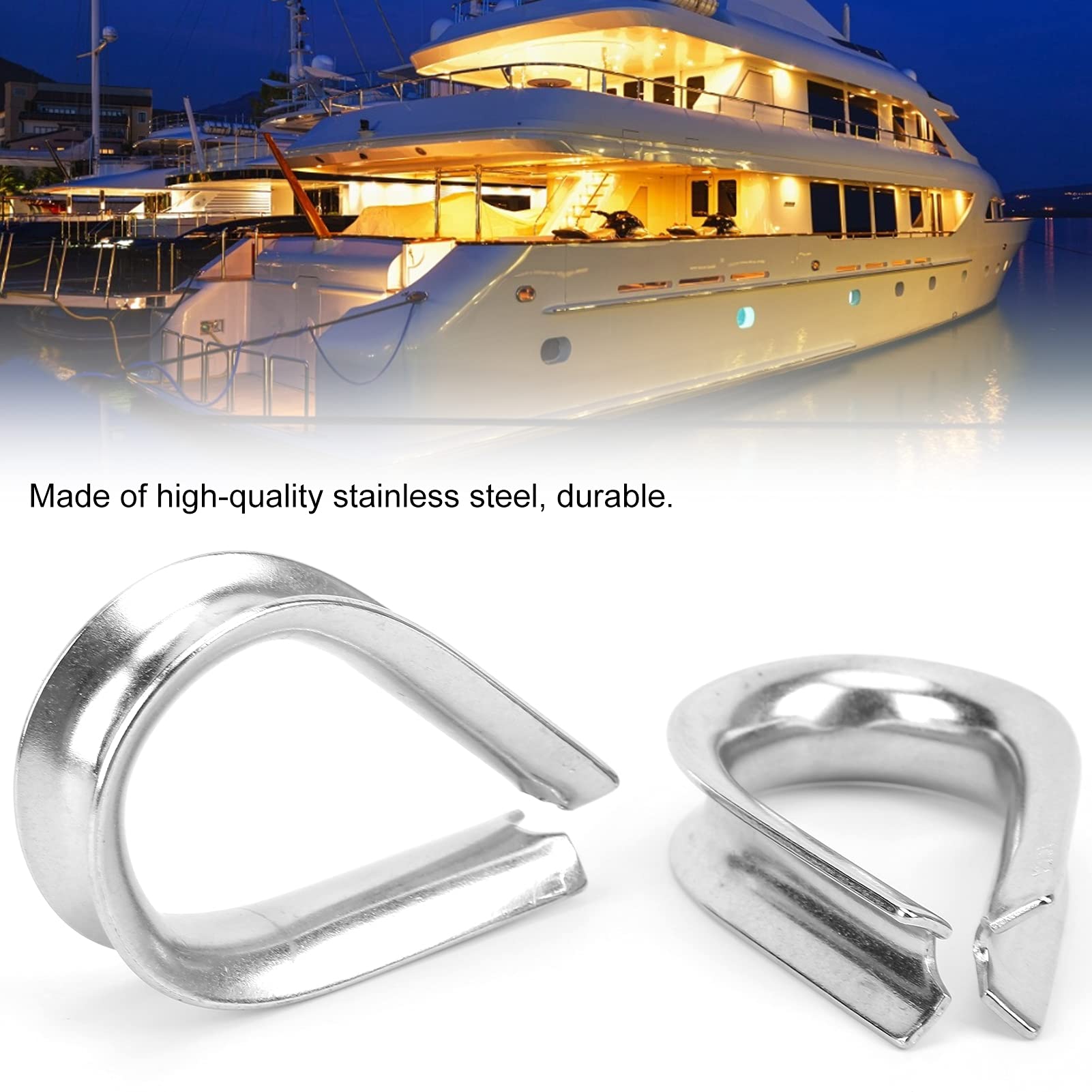 2 Pcs Edelstahl Kausche 18 mm, Rostfreie Marine Drahtseilklemme | Aus Edelstahl Drahtseile Kauschen, Leichte Kabelschuh Herzkausche für Bootszubehör, Kabelkauschen