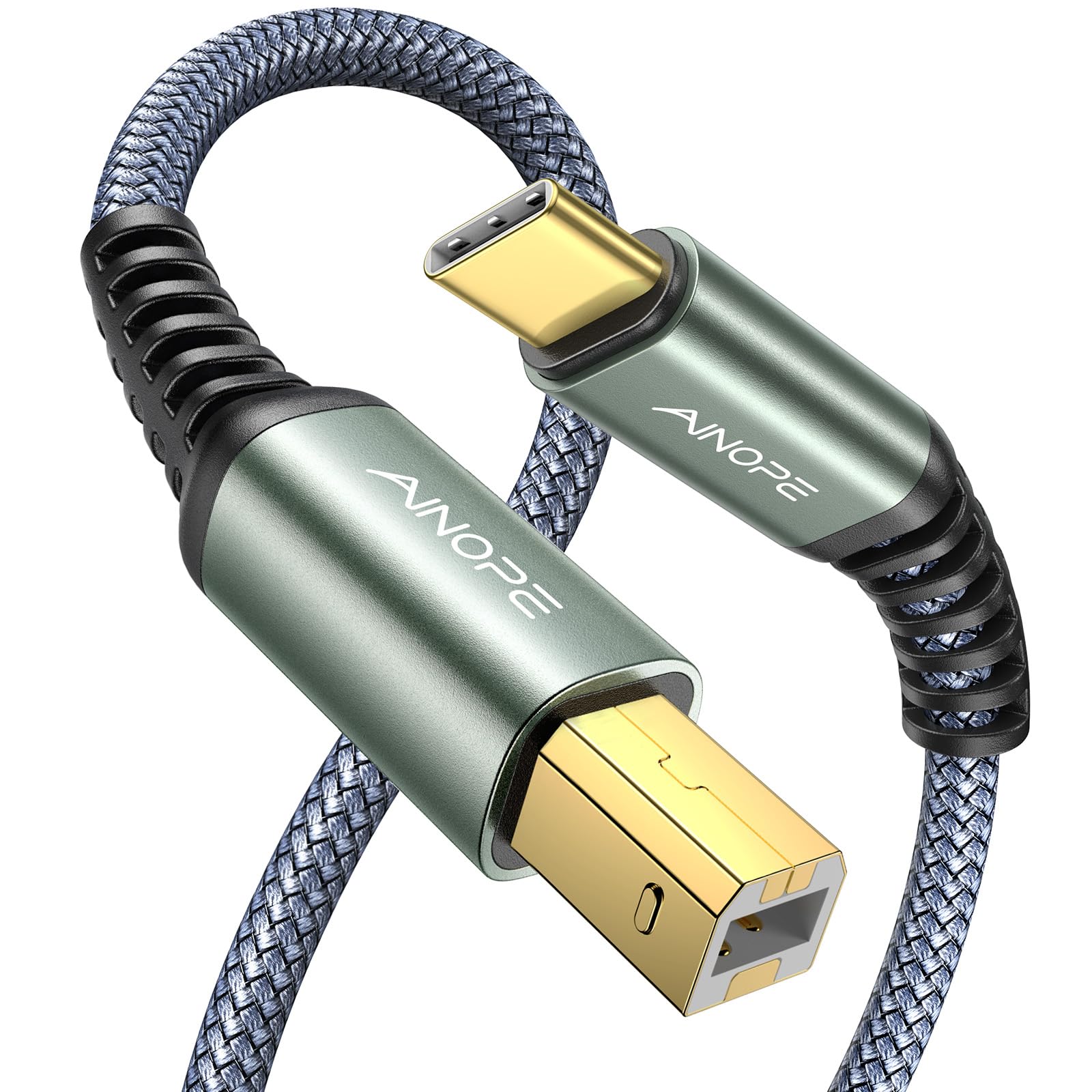 ainope usb b to usb c cablehigh speed usb c to usb b printer cable for macbook proair midi cord for yamaha casio digital piano midi keyboard dj controller dac to ipad66ftgrey