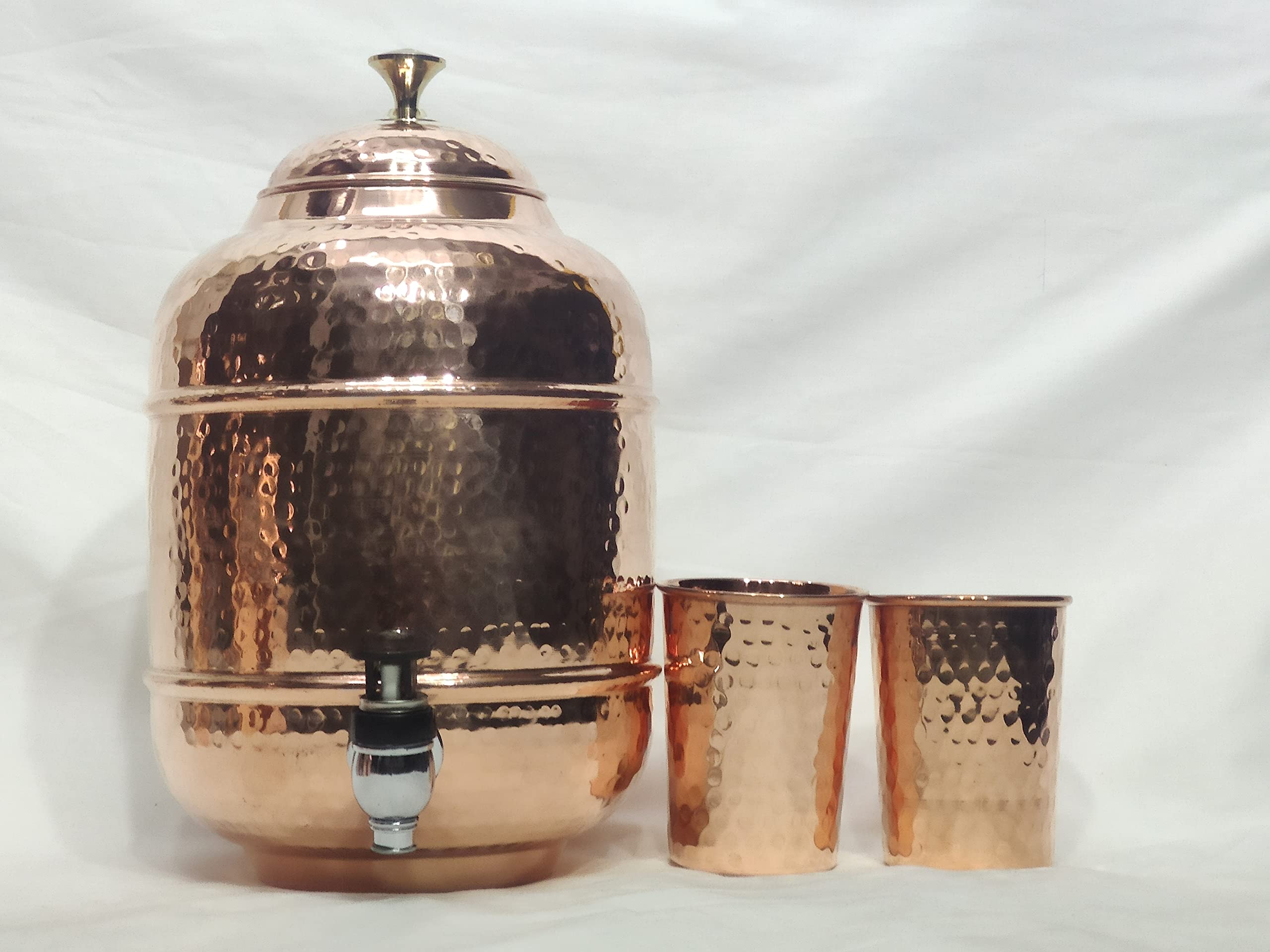 Lot De 2 Verres à Eau Avec 1 Pichet En Cuivre, Produit Idéal Pour Les Séances D'Ayurveda