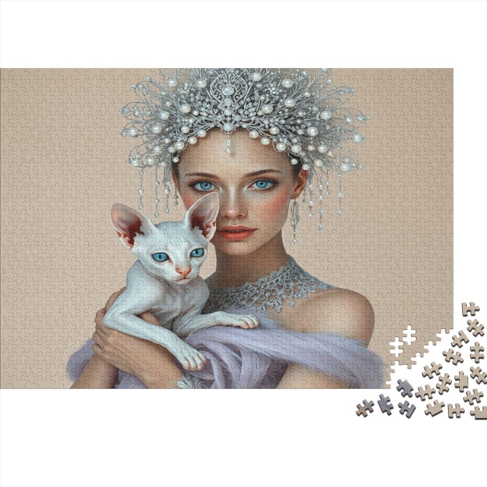 Woman Portrait Jigsaw Puzzle 1000 Piece Jigsaw Puzzle Paper Adult Cat Puzzle Game for Family Relax Gift 38x26cm/1000pcs โ image 1