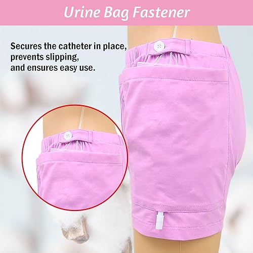 Miniatura 3 de Ropa interior ostomía para mujer para bolsa de orina poscirugía, cuidado de la incontinencia, bolsillo de drenaje oculto, algodón suave, cintura