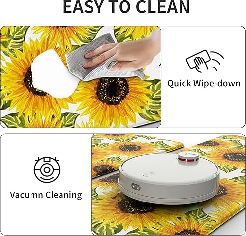 Miniatura 5 de FYATHM Tapetes de cocina de girasol para piso, antifatiga, acolchados, antideslizantes, lavables, de espuma viscoelástica, alfombras y tapetes para