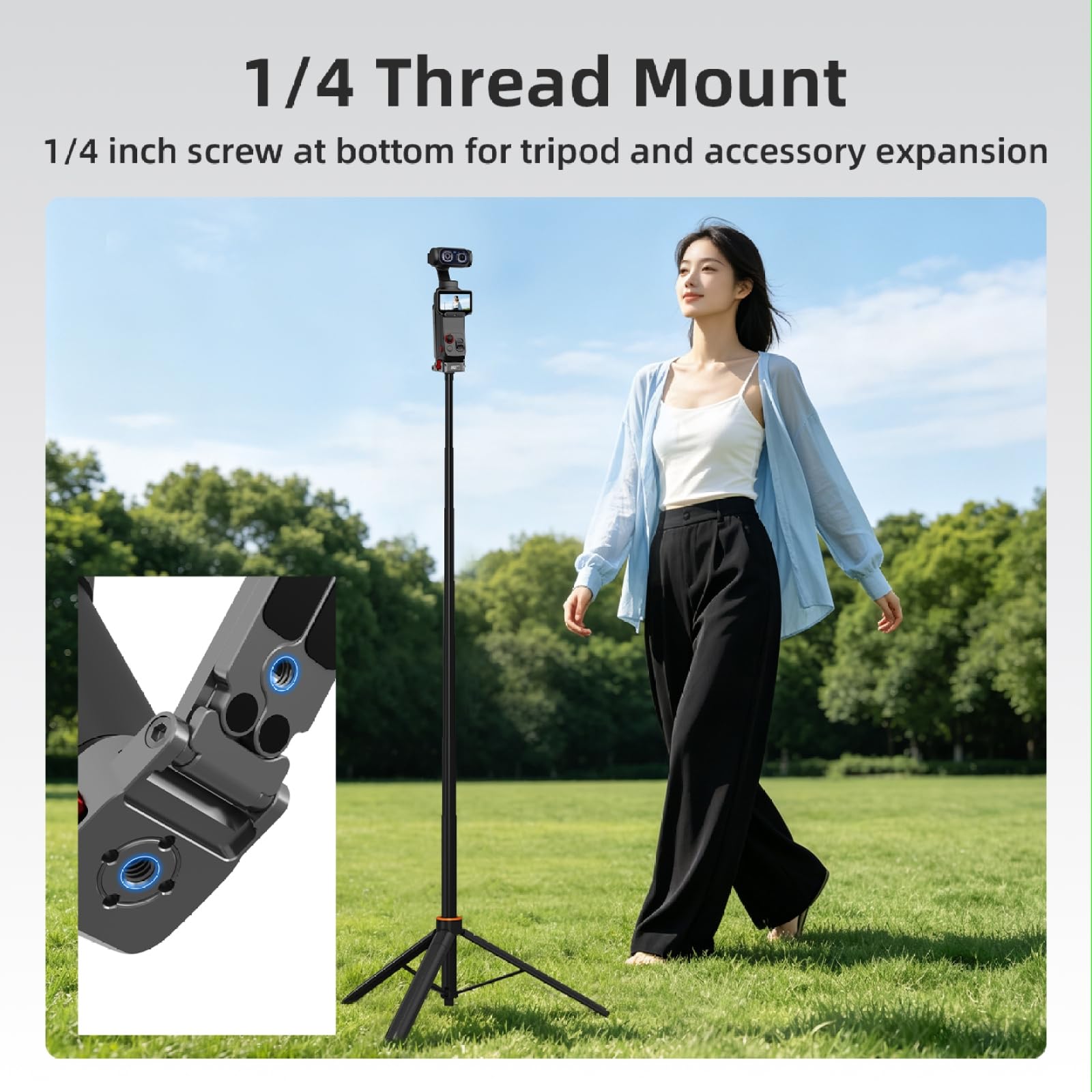 Trípode Magnético para Insta360 Luna Ultra Soporte Metálico Portátil de Mano con Base Ajustable, Liberación Rápida, Antideslizante con Orificio para Tornillo de 1/4" para 360 Luna Ultra