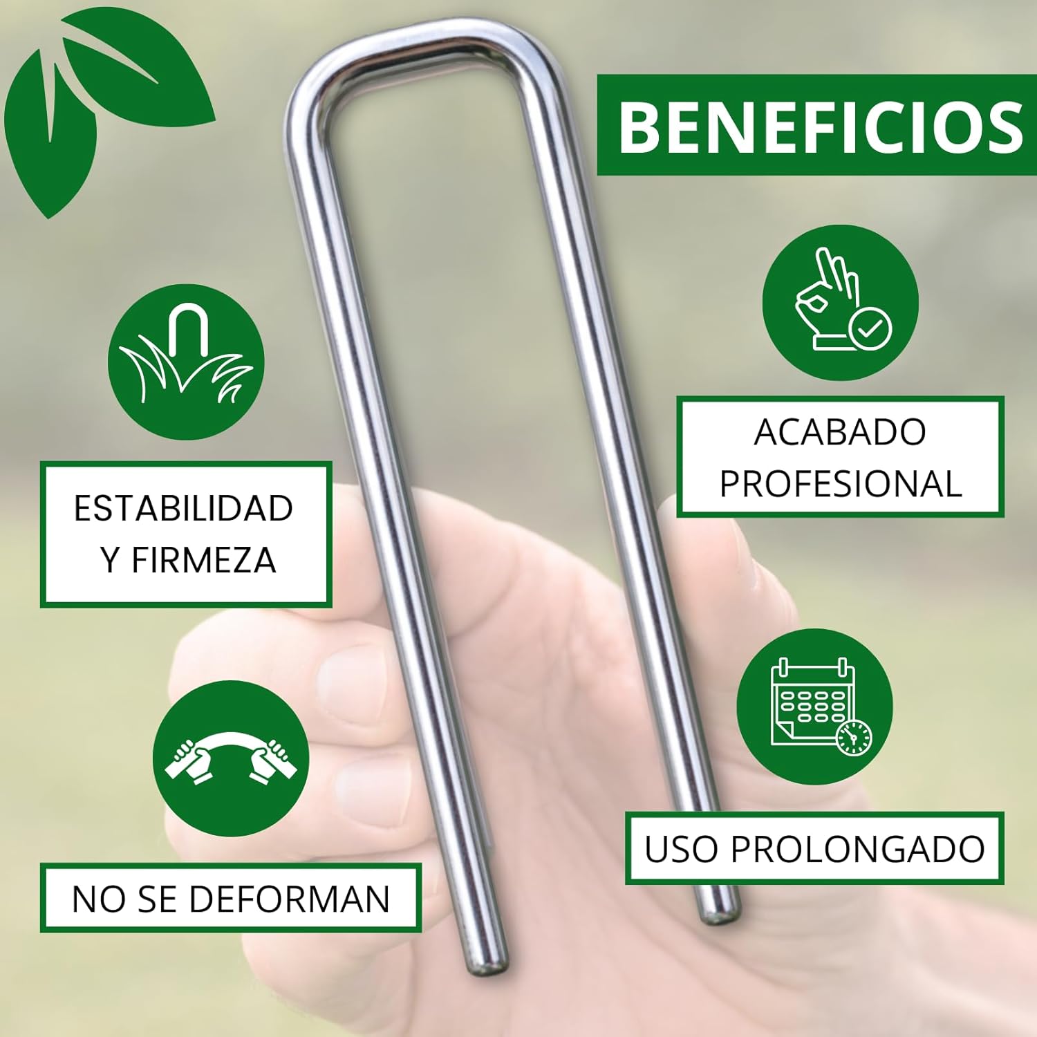 PLANTAWA Metal Ground Anchors Pack of 50 - Pegs for Artificial Grass Attachment, Ground Anchor for Garden, Lawn Edging and Weed Control Fabric, Robust and Stable