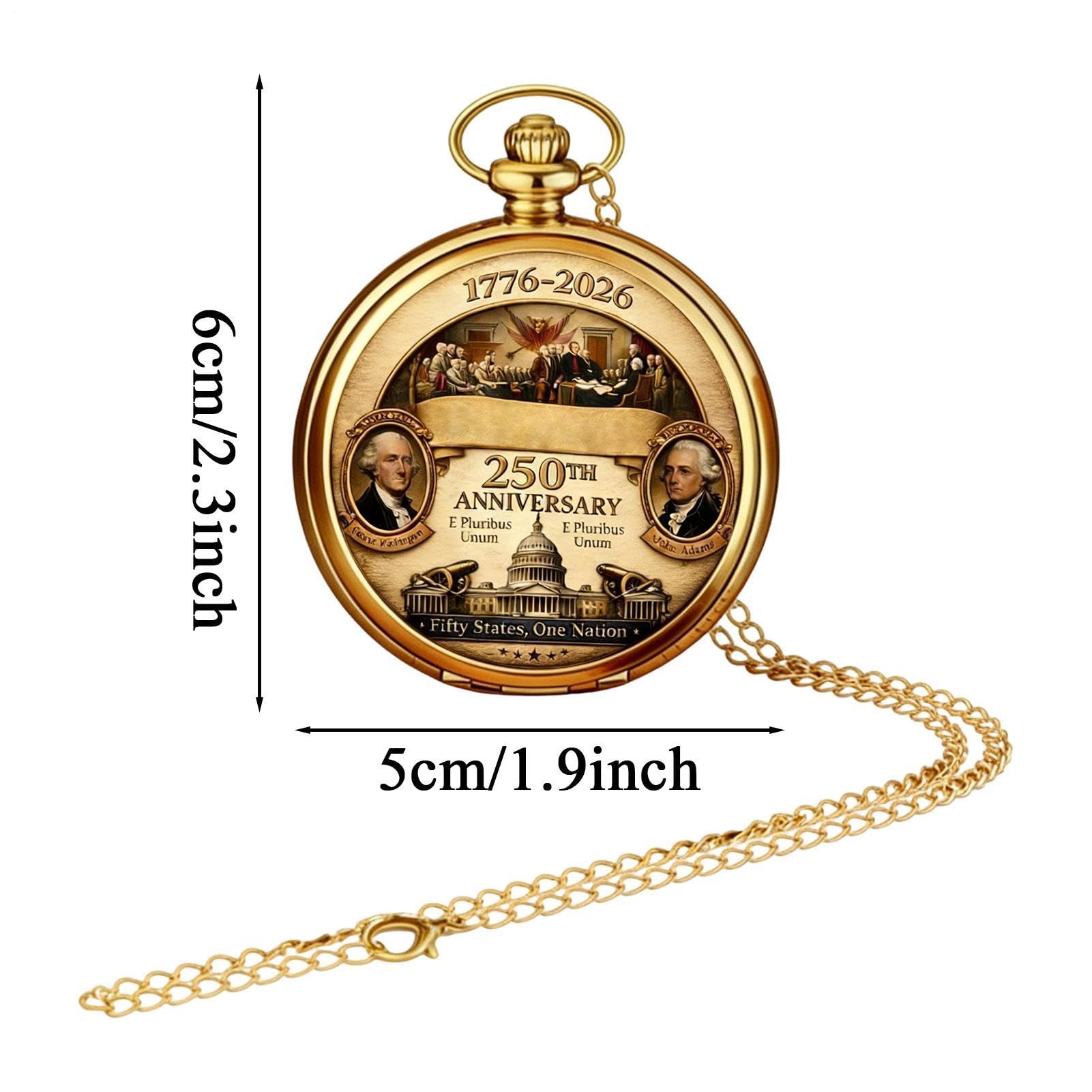 Générique Montre À Gousset | Bijou Drapeau US 250e Anniversaire | Vintage Montre à Gousset pour Collection,pour Hommes Femmes Bureau Maison Voyage Mariage Soirée Fête des Pères