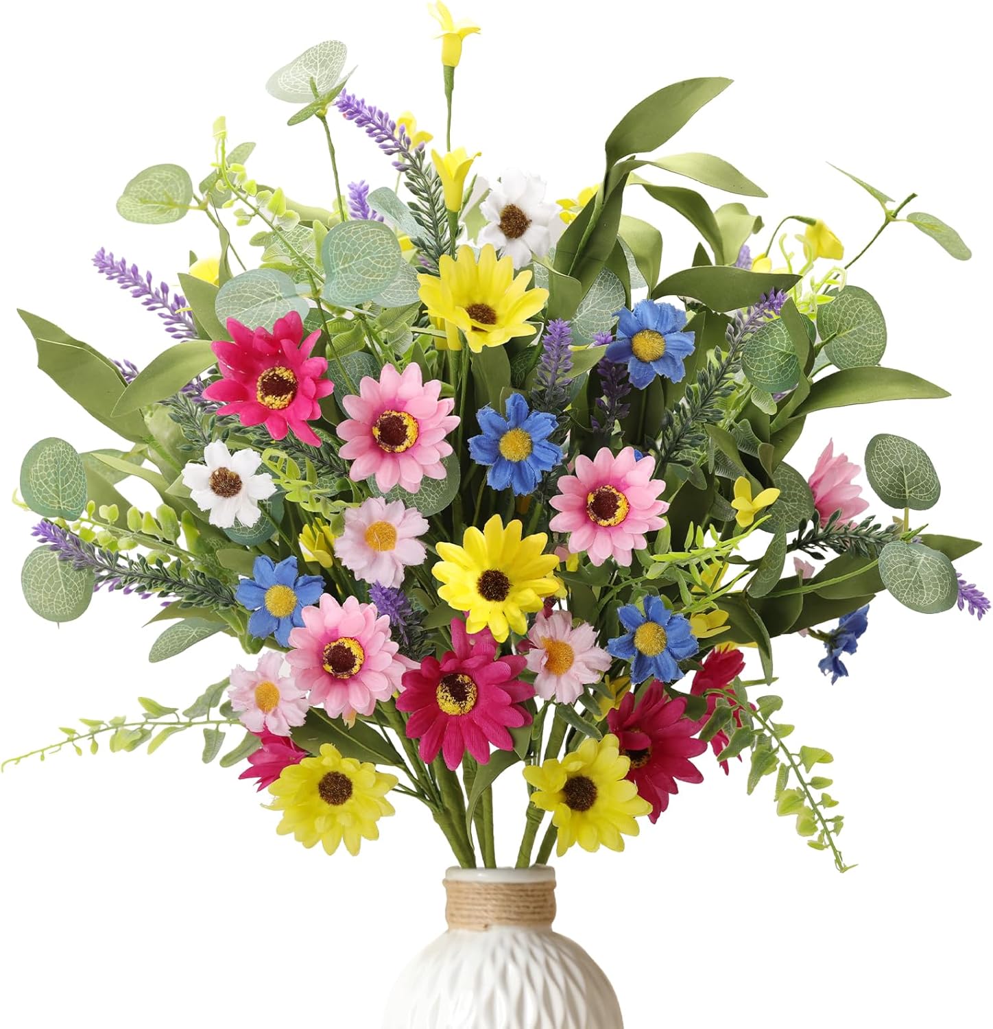 Artificial Spring Flowers 6 Pack Spring Floral Picks 17 Inch Flower Stems with Eucalyptus Leaves Yellow Forsythia Purple Lavender for Vases Centerpieces Easter Summer Flower Arrangements Artificial Spring Flowers 6 Pack Spring Floral Picks 17 Inch Flower Stems with Eucalyptus Leaves Yellow Forsythia Purple Lavender for Vases Centerpieces Easter Summer Flower Arrangements