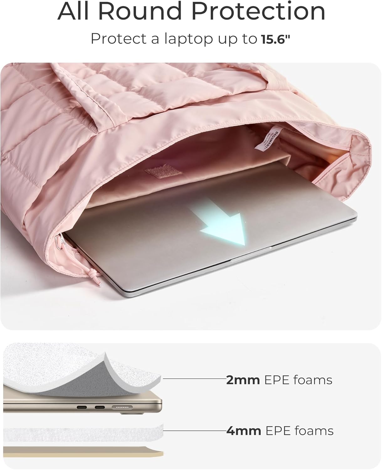 BAGSMART Expandable Tote Bag for Women, Puffer Work Tote Handbag, Quilted Carry On Bag for Travel Gym - Image 7