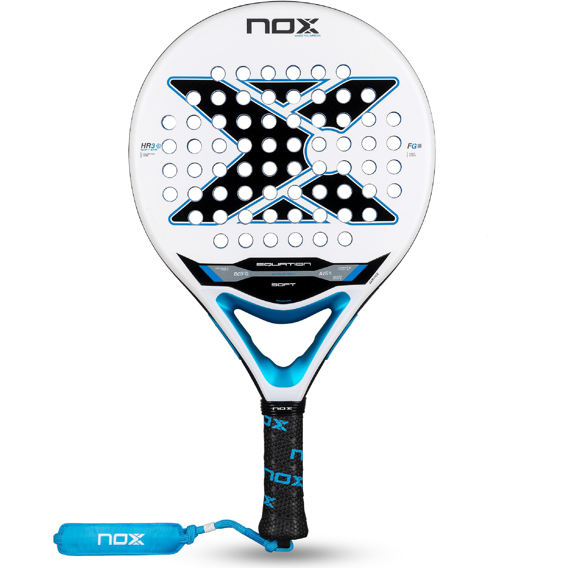 NOX Padel Racket Equation Soft 2026 | Round Shape Pala Padel for Comfort | HR3 Soft EVA Core & Anti Vibration System AVS | Spin Dual Roughness & Smartstrap | Intermediate Level Play with Precision