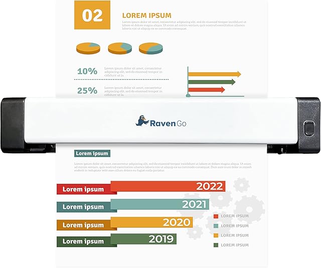 Raven Go Portable Mobile Document Scanner for PC and Mac with Simplex Sheet-Fed Scanning