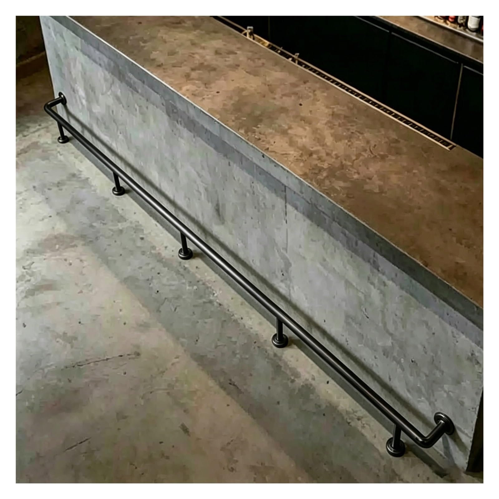 ZJKXJH Foot Rest Bar for Kitchen Island, Tubular Stainless Steel Footrest Rod for For Indoor/Outdoor Use, Customizable Island Foot Support Bar(Black,485cm/15.9')