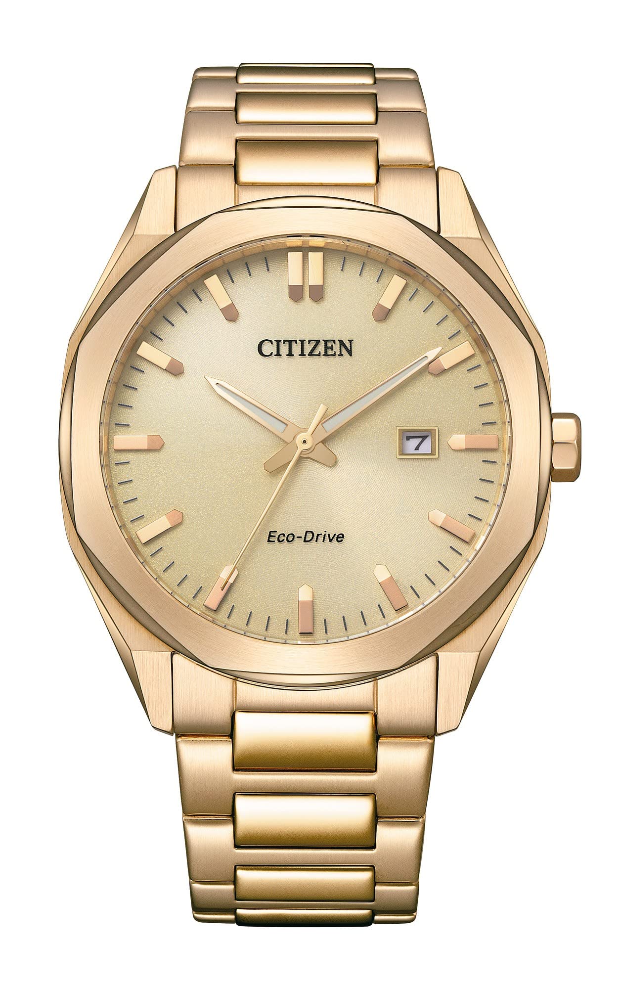 CITIZEN Stainless Steel Analog Gold Dial Men Watch-Bm7603-82P, Rose Gold Band
