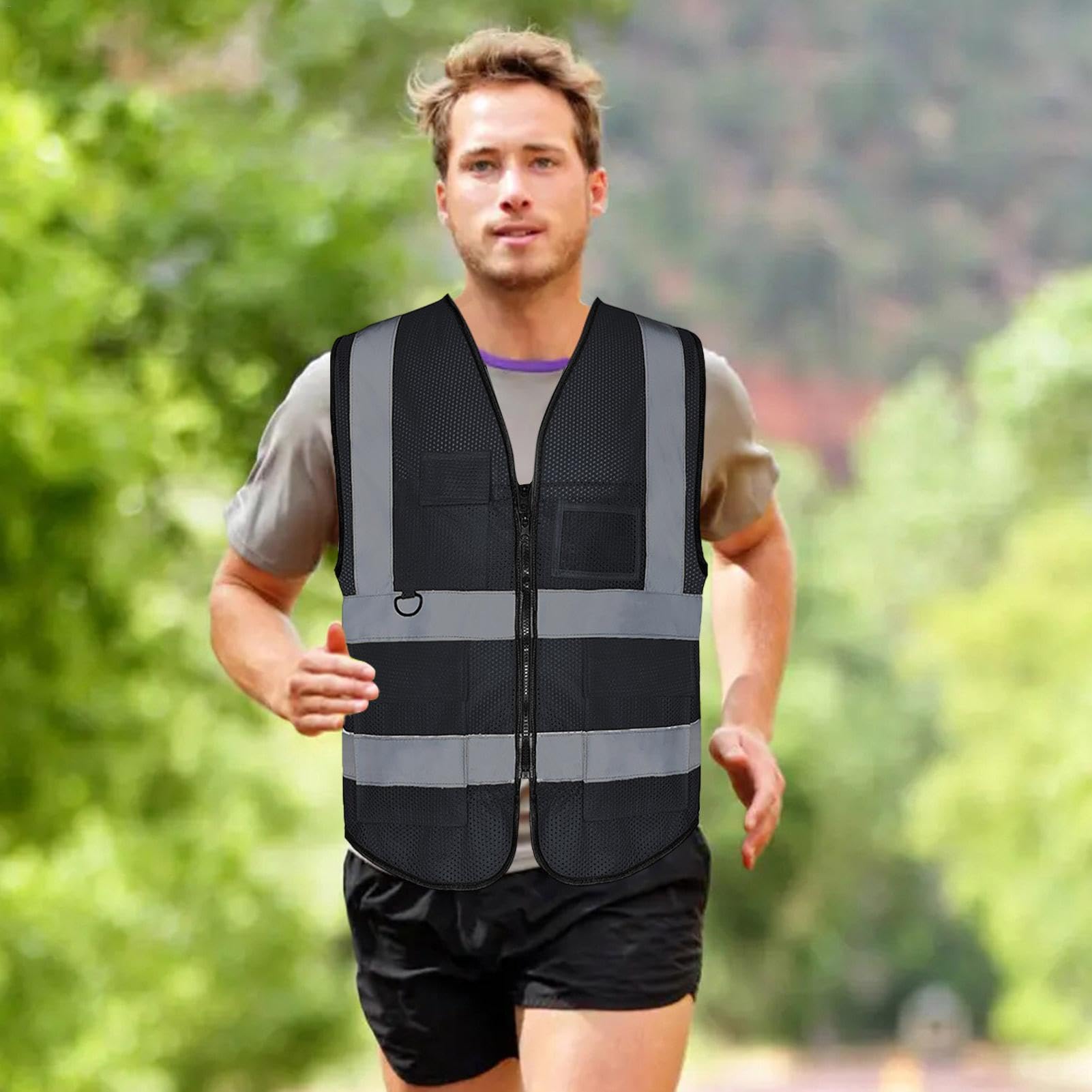 Kühlweste mit Kühlakkus, Kühlsicherheitsweste - Reflektierende Sicherheitskleidung Kühljacke Westen | Klimaanlagenweste mit Mesh-Design und Taschen für Männer und Frauen bei der Arbeit bei