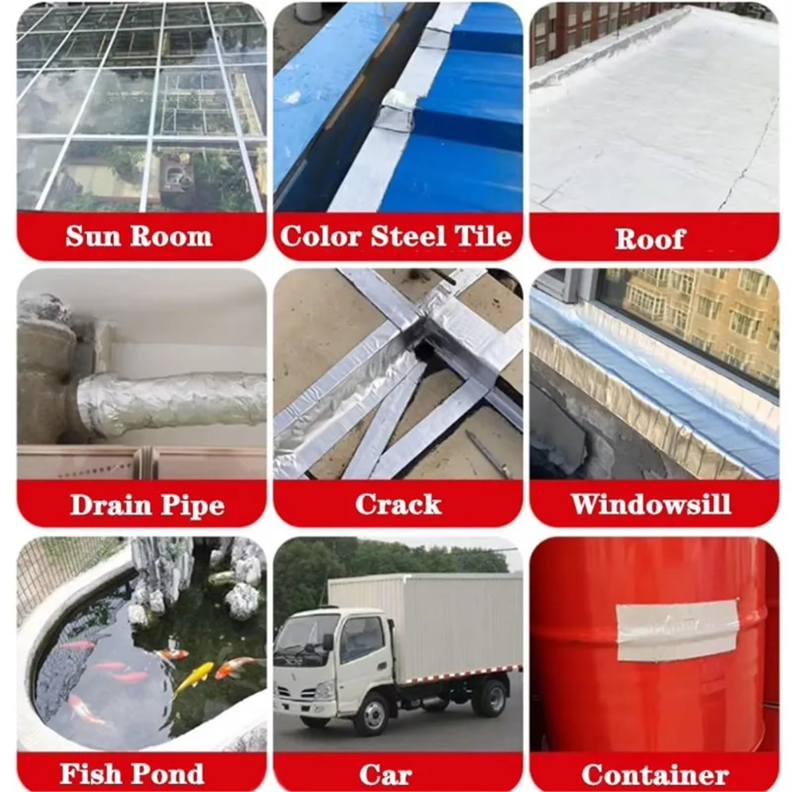 Wasserdichtes Butylband, Starker Reparaturstreifen | Hochtemperaturbeständige selbstklebende Aluminiumfolien-Dichtungsmasse for die Dachwand(Width 15cm Long 5m)