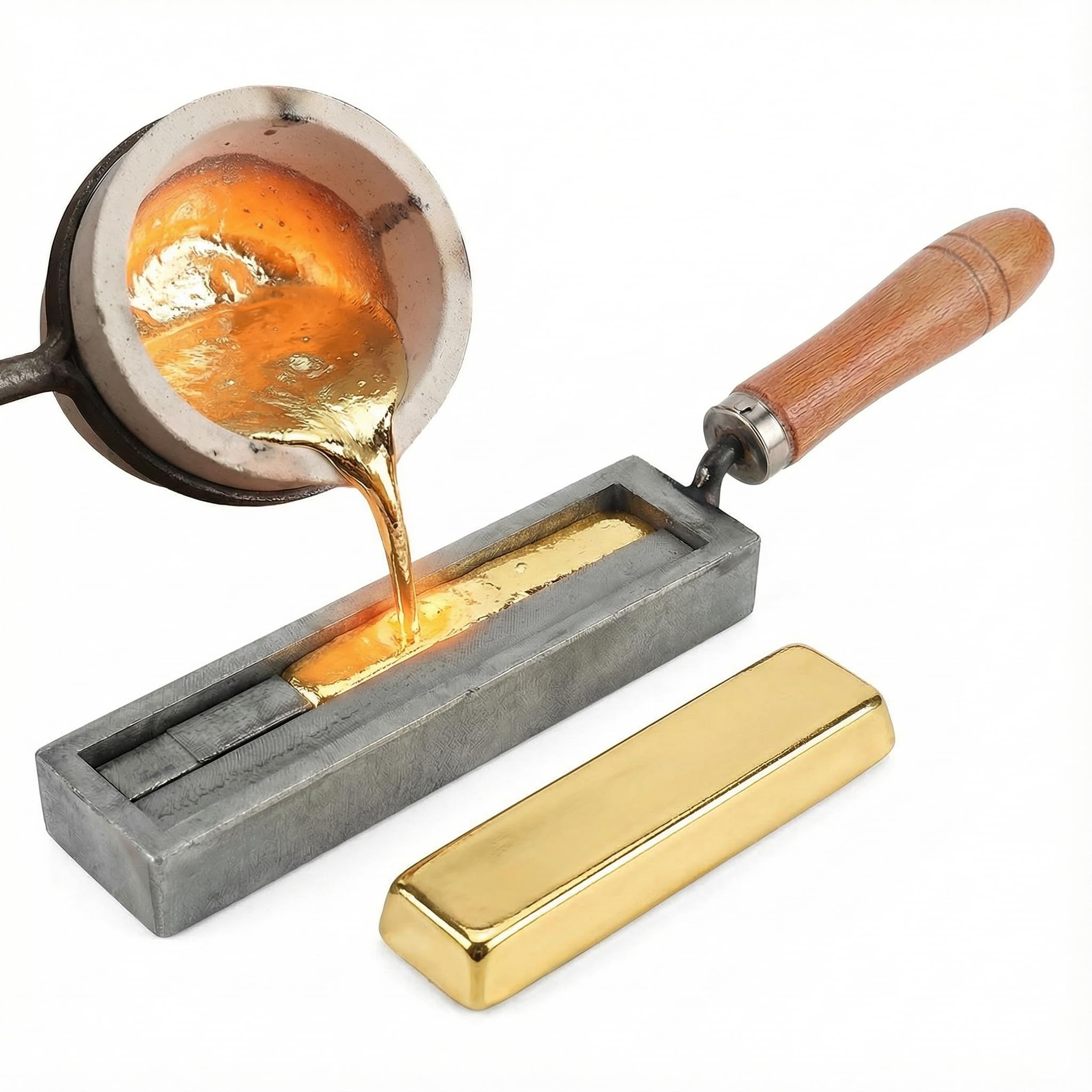 Molde de lingotes de fusión de fundición, artesa de artesa de metal, herramientas de fabricación de diamantes de joyería (7 pulgadas)