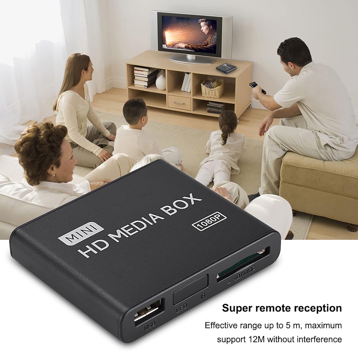 1080P Full-HD Digital Media Player, HDMI/AV/VGA Output, 7.1 Surround Sound, HDMI Media Player with Remote Control, 1080P HDMI TV Media Player for USB MMC RMVB MP3 AVI MKV(US Plug)