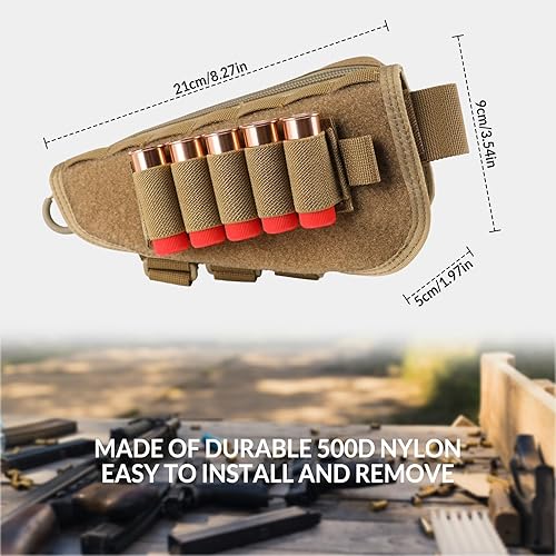 Miniatura 2 de VOTAGOO GEAR Bolsa táctica de Gunstock Buttstock Escopeta Rifle Shell Holder para mejillas Munición titular de la bolsa