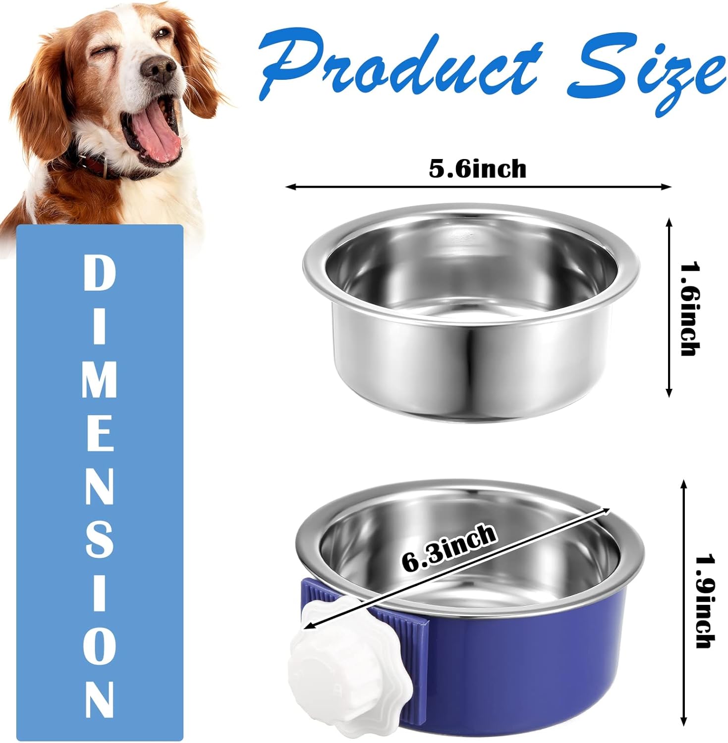 Amyhill 12 Pcs Crate Dog Bowls Bulk Removable Stainless Steel Hanging Food Water Feeder Bowl Pet Kennel Cage Coop Cup for Cat, Puppy, Birds, Rats, Ferret, Guinea Pigs, 3 Colors