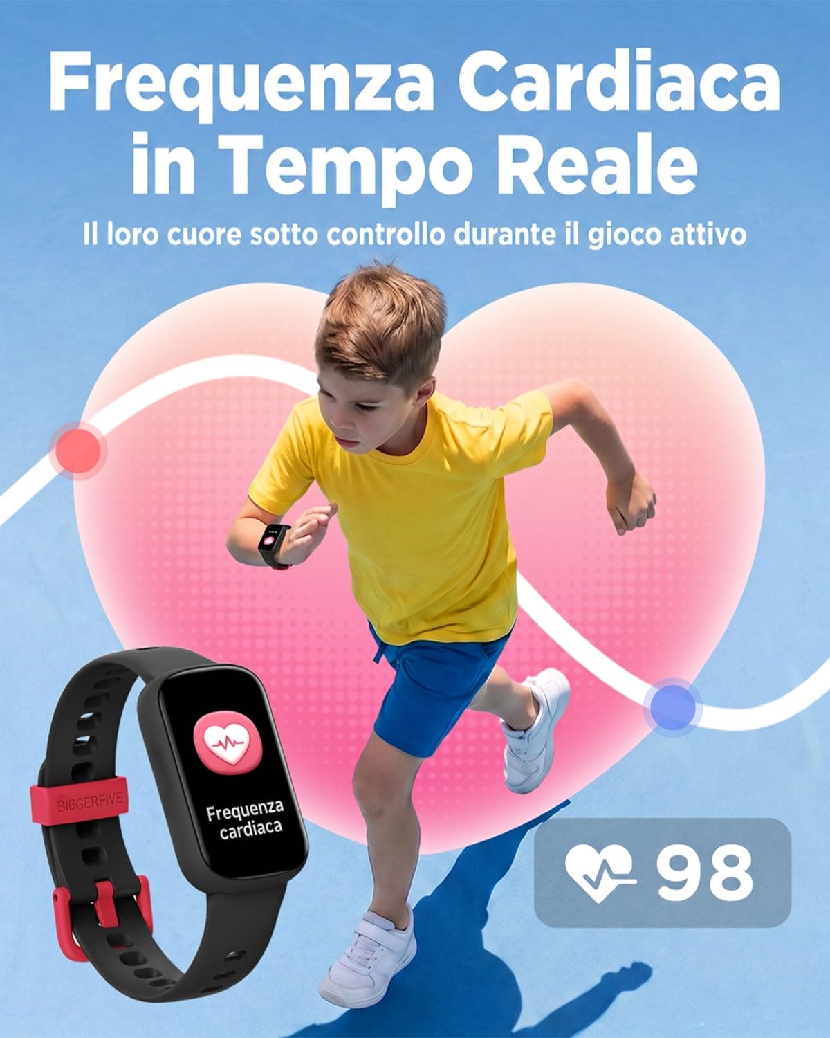BIGGERFIVE Vigor Plus Smartwatch Bambini, Activity Tracker per 5-15 Anni