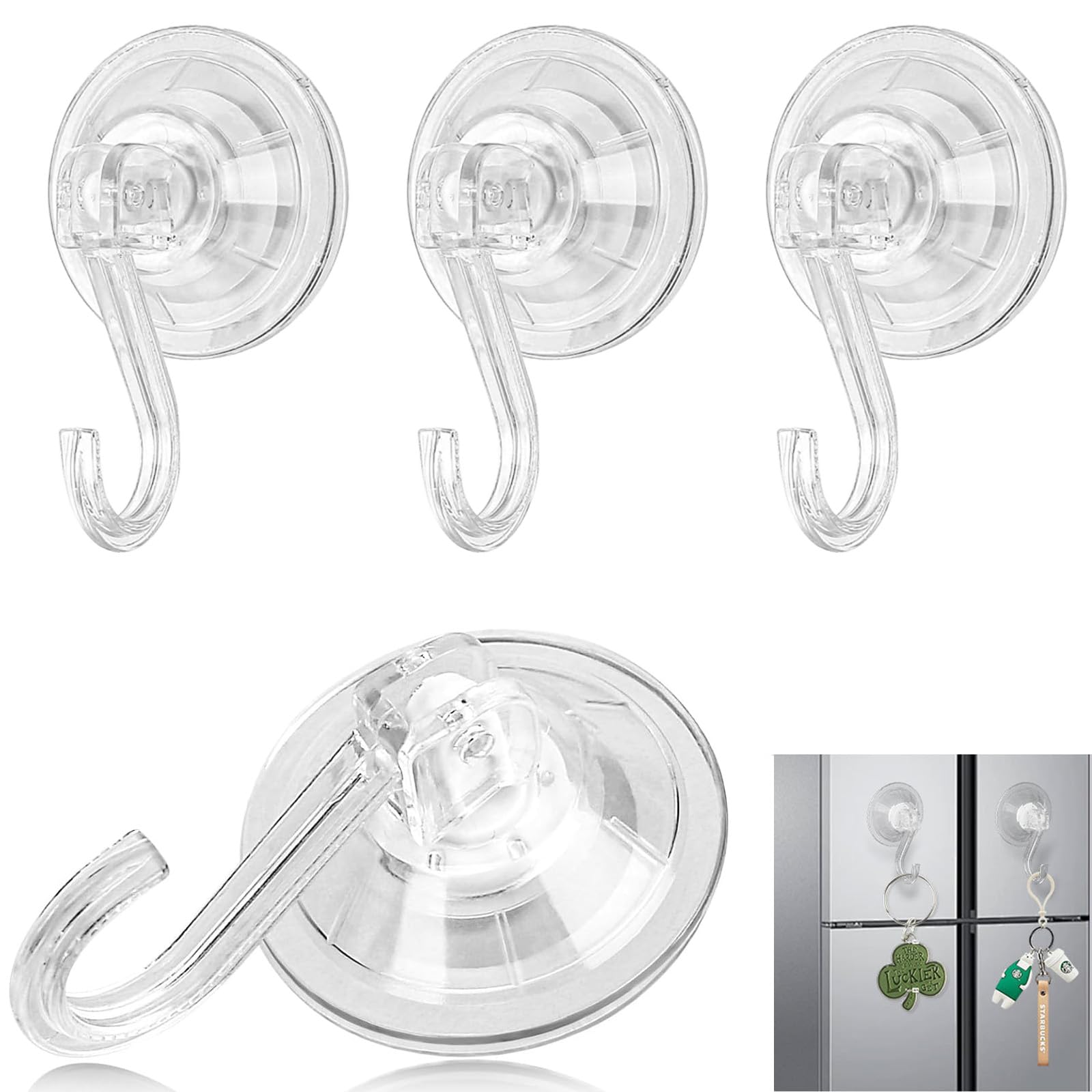 HAOXYO Suction Cup Hooks Reusable Powerful Waterproof Clear Removable Suction Hooks for Shower Tile Bathroom Window Kitchen Glass Door