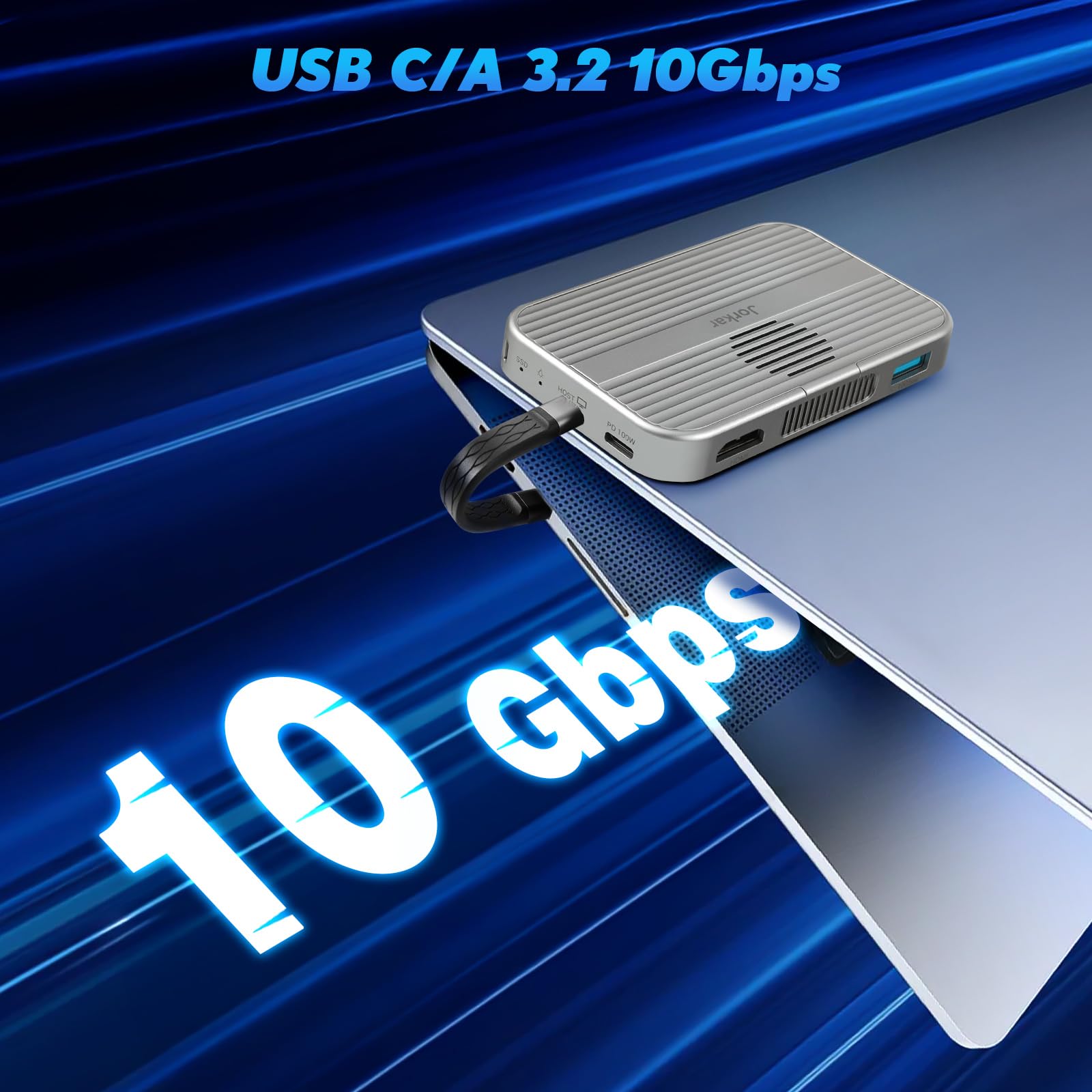 Magnetyczna stacja dokująca 10 Gb/s, koncentrator USB C z obudową NVMe M.2 SSD do iPhone'a 17/16/15 Pro/Pro Max/Plus z wentylatorem chłodzącym, obsługa SSD rozmiar 2230/2242/2260/2280 B+M M-Key