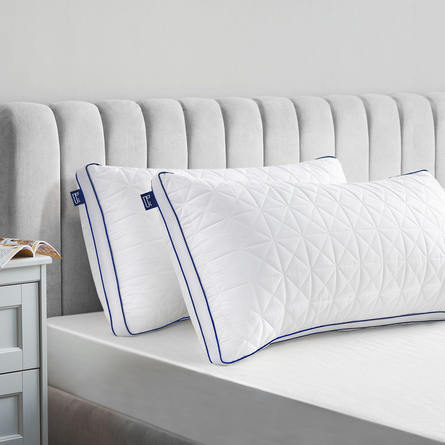 BedStory Juego de 2 Almohadas 40 x 80 cm, Microfibra 950 g, Transpirables y Lavables para Alérgicos y Duermen de Lado, Suaves y Firmes