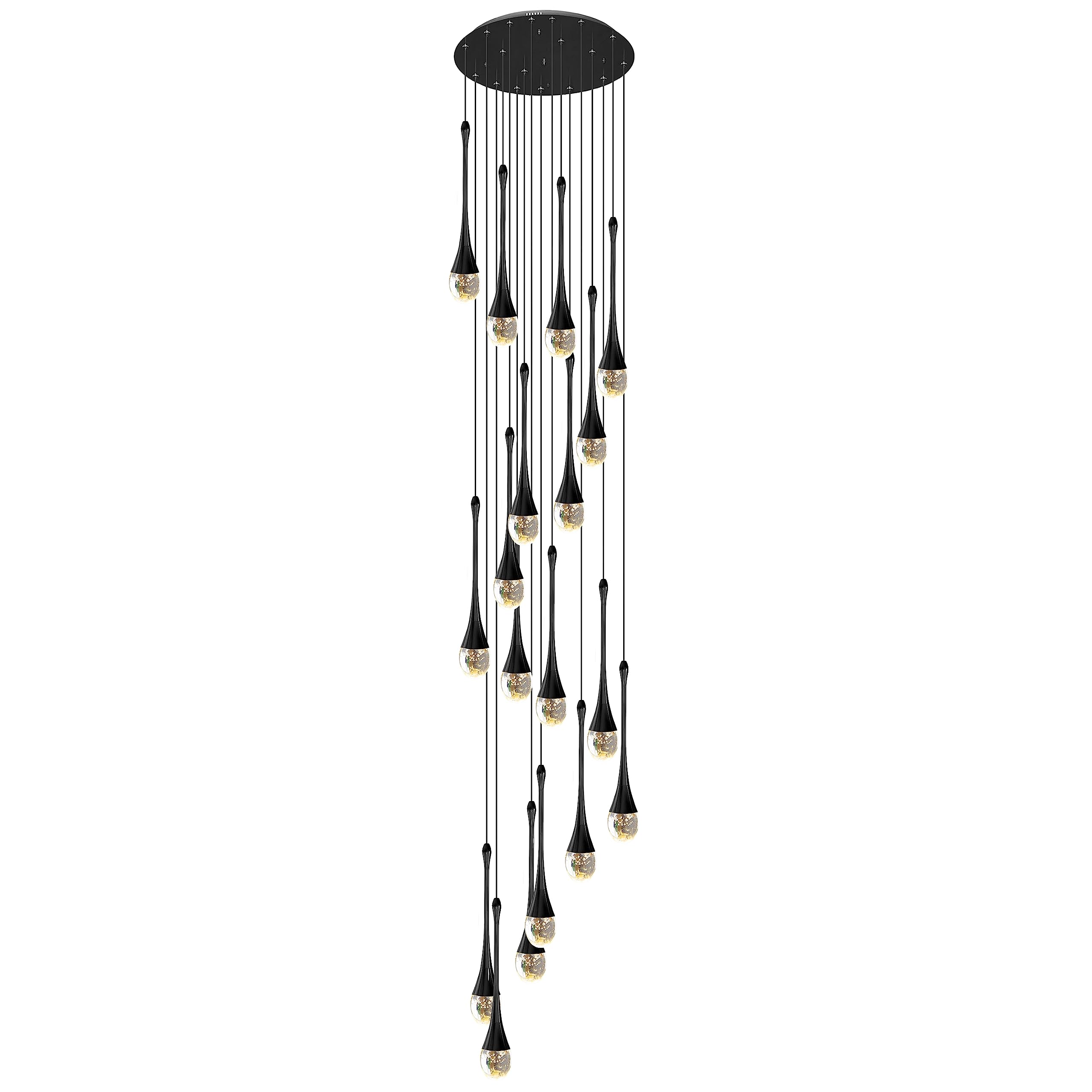 HXYSXHJUO Chandelier 18-Light LED Dimmable Modern Raindrop Spiral Crystal Pendant Light for Foyer Entryway Stairwell Lighting