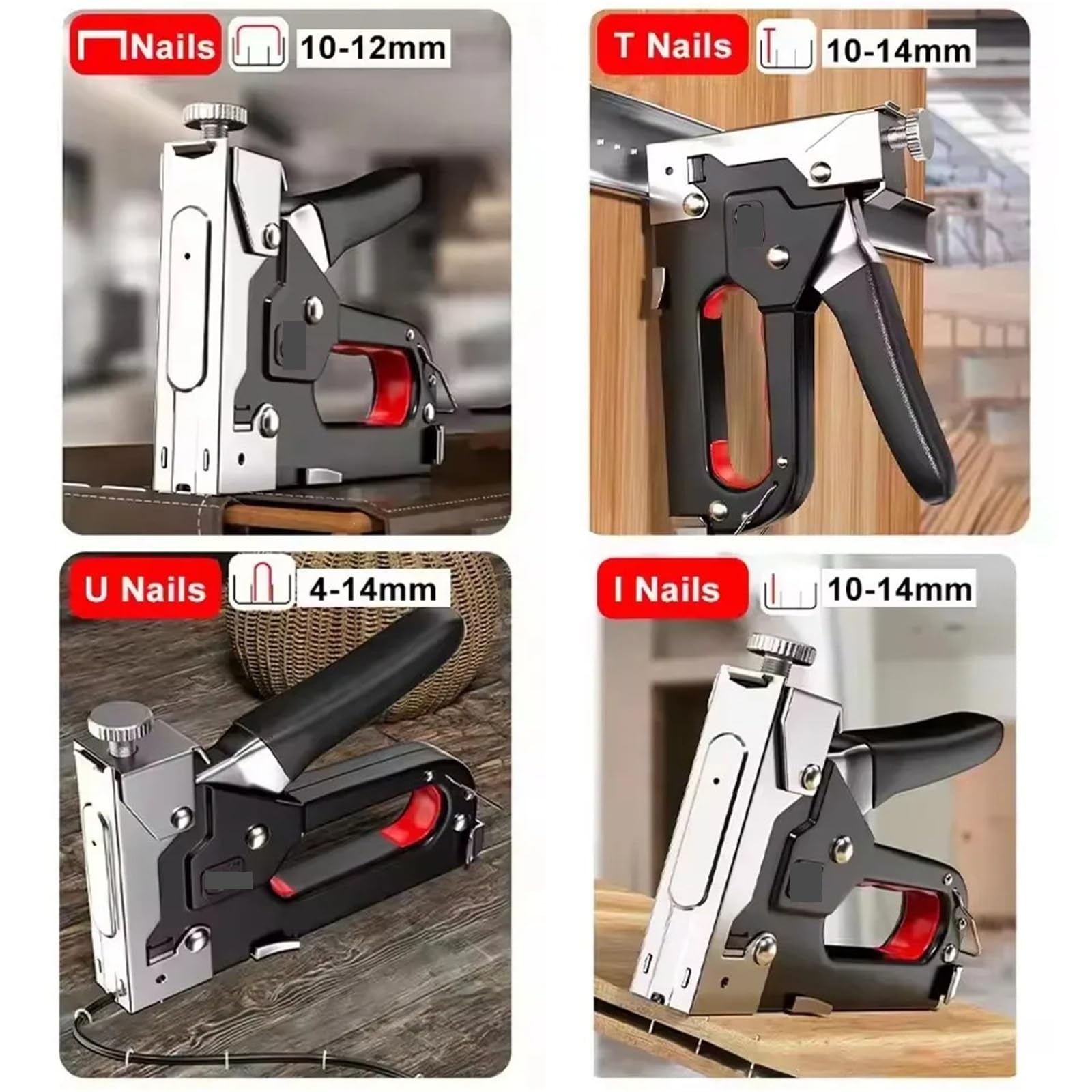 Graffettatrice Per Legno Pistola for chiodatura manuale 4 in 1 Tappezzeria | Cucitrice for costruzioni Graffatrici for carichi pesanti Chiodi ad aria for la lavorazione del legno con 800(Only I Nail)