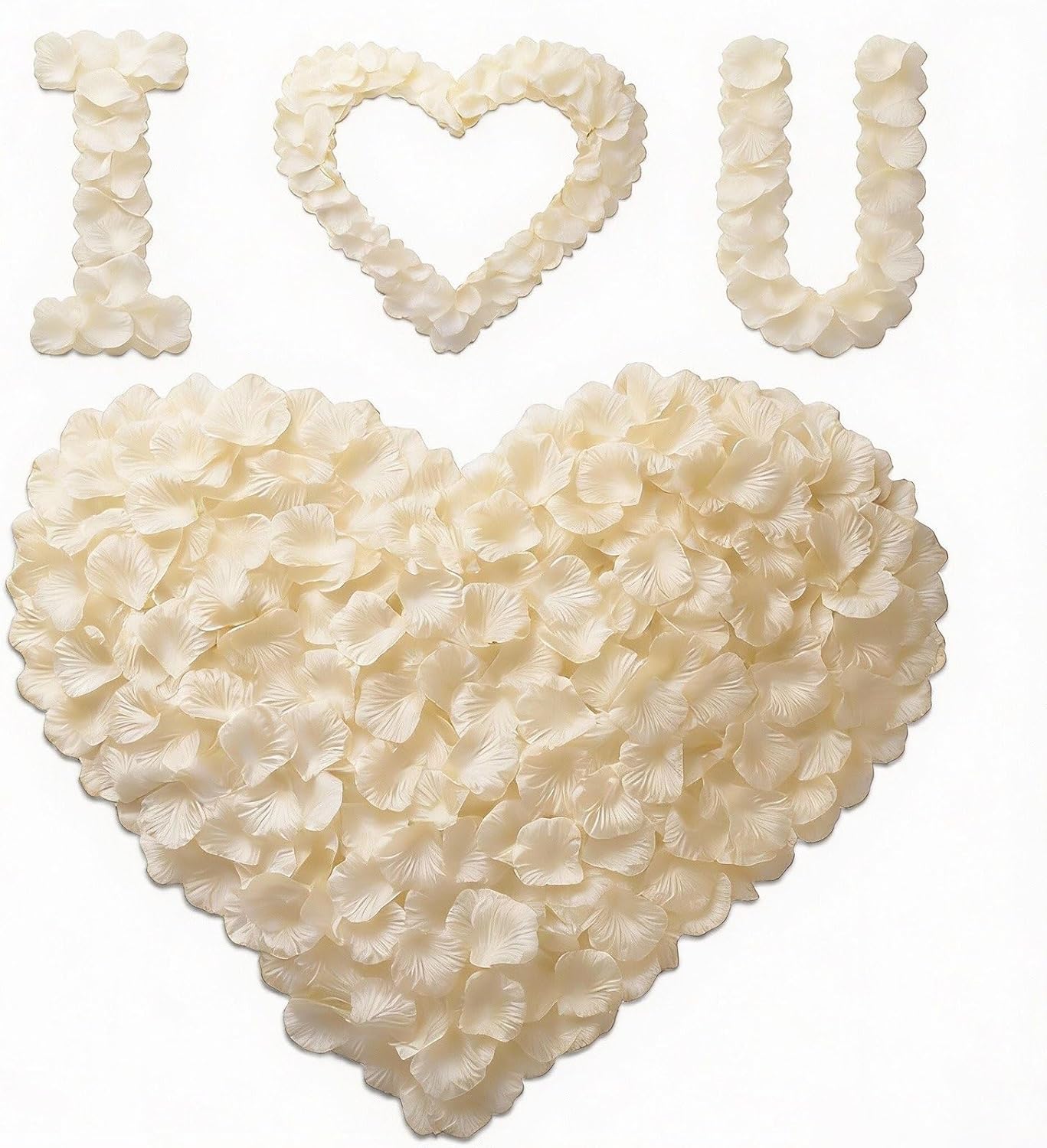 1200 Artificial Rose Petals - Artificial Fake Rose Flower Petals for Romantic Night,Wedding,Valentine Day, Anniversary, Party (Ivory, 1200PS)