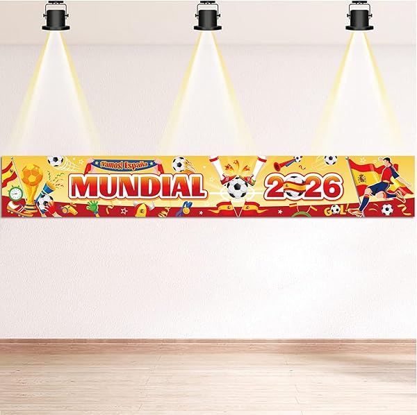 DPKOW Decoración 2026 Mundial Pancarta España Aficionados, Fútbol Copa del Mundo España Animación Accesorios Artículos Mundial 2026 Espana Selección Fútbol, 270 * 40cm