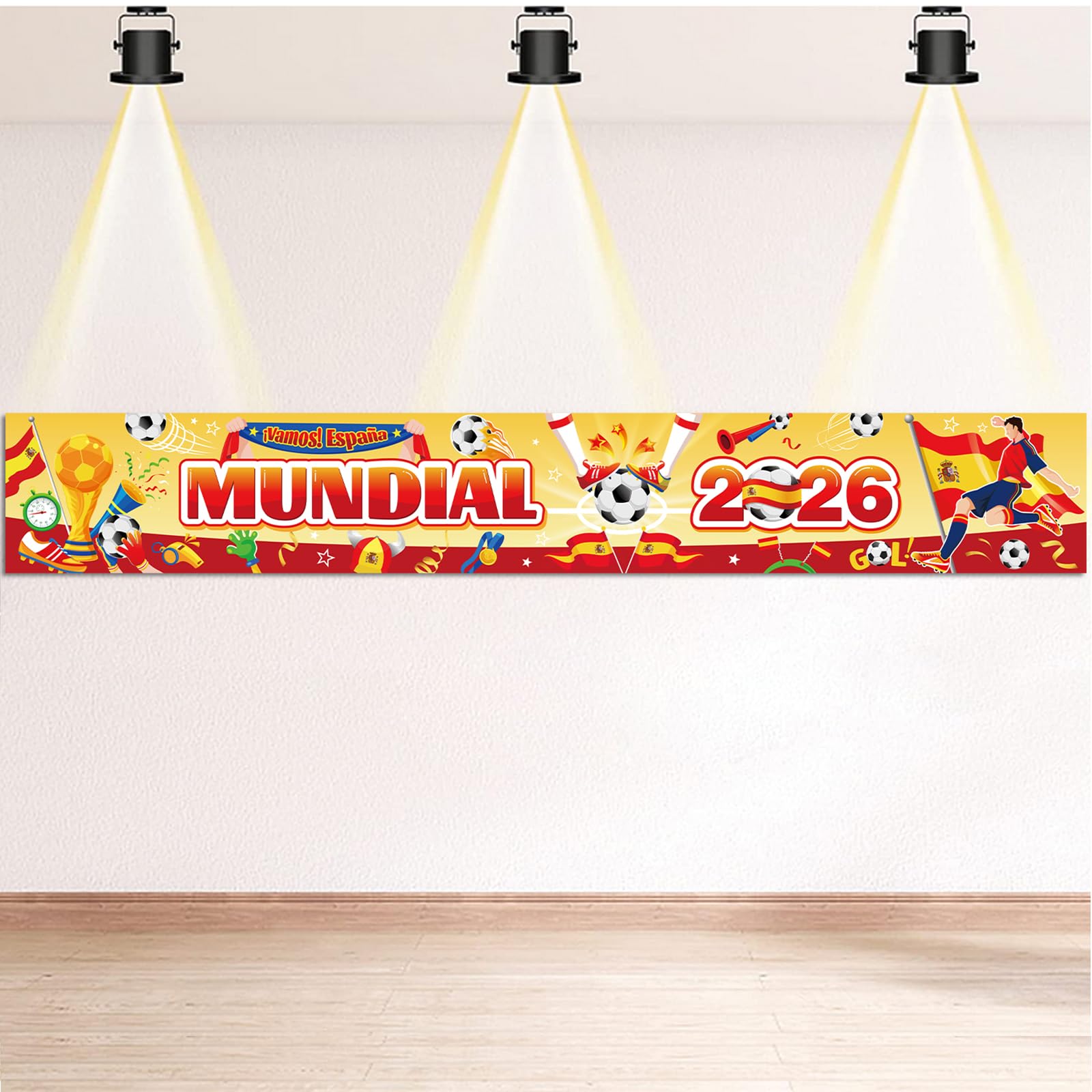 DPKOW Decoración 2026 Mundial Pancarta España Aficionados, Fútbol Copa del Mundo España Animación Accesorios Artículos Mundial 2026 Espana Selección Fútbol, 270 * 40cm - 1