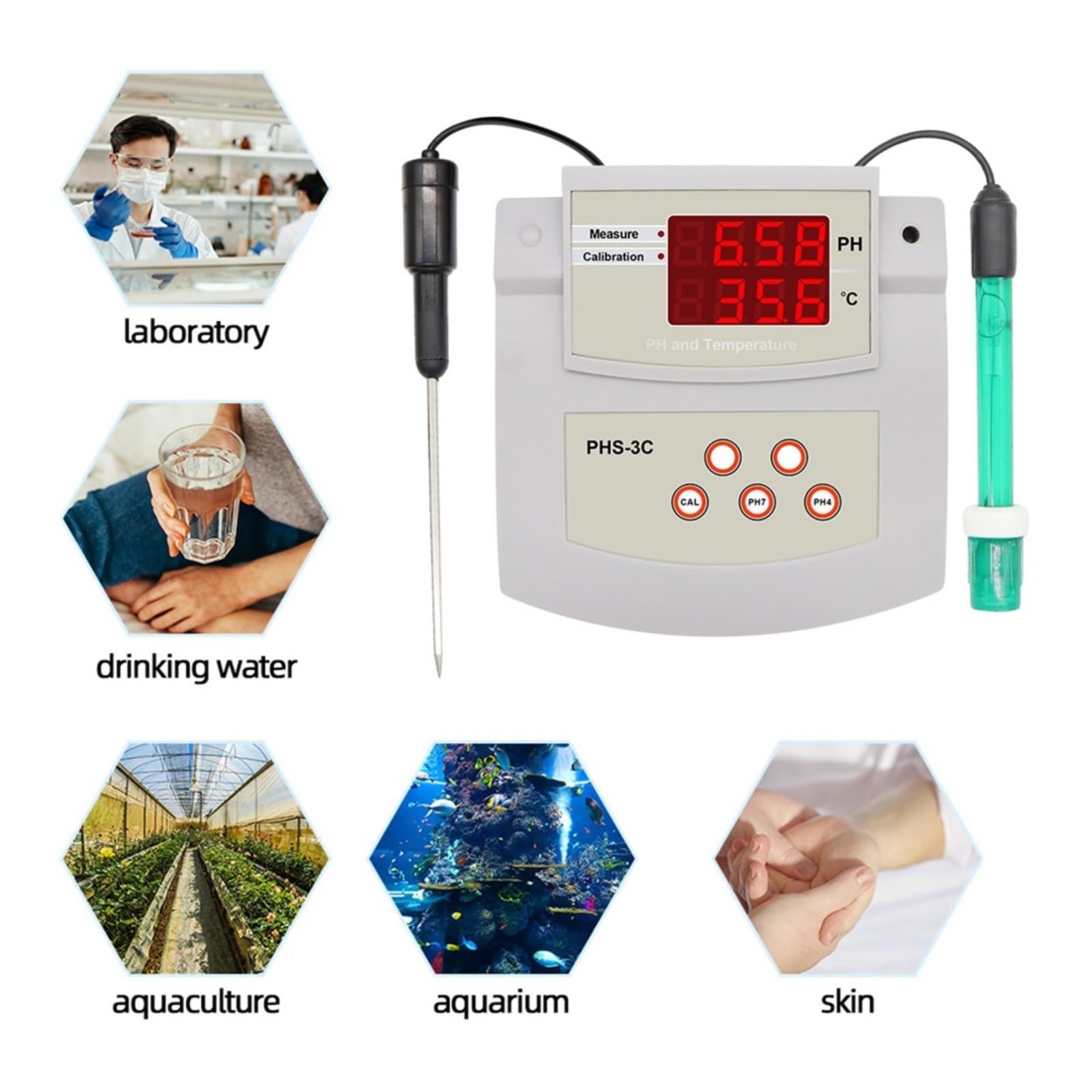PH/Temp 2 In 1 PH Tester Analizzatore Di Qualità Del'acqua Desktop Calibrazione Automatica Misuratore Di Acidità For Laboratorio Pelle Acquario Piscina