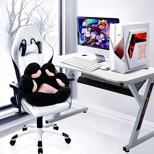 Miniatura 6 de MOONBEEKI - Cojín con forma de pata de gato, cómoda silla kawaii, cojines de felpa para asiento, almohada para silla reclinada regalo para