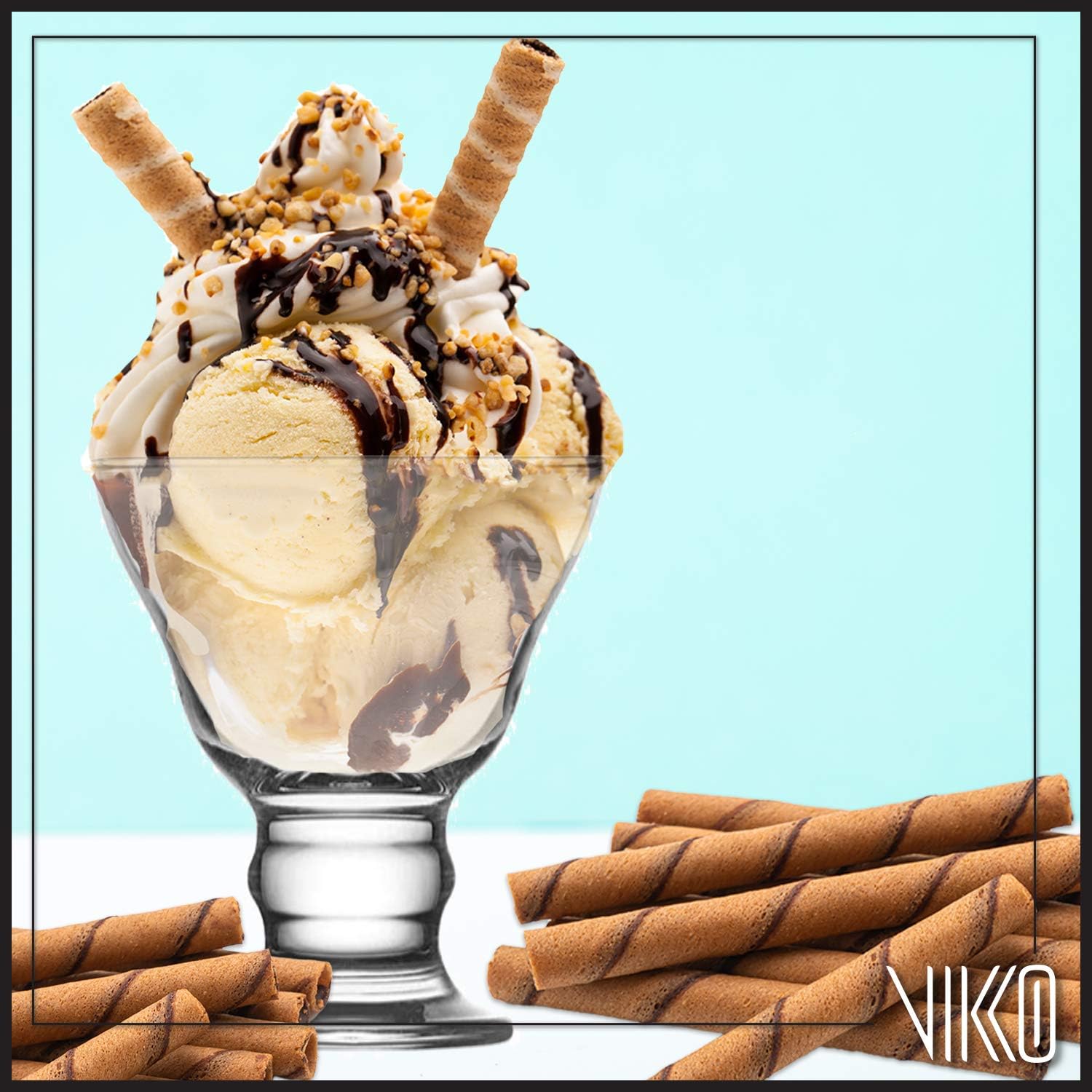 Vikko Sundae Glass Dessert Cups: Orion Bowls – For Parfait, Ice Cream, Pudding, Fruit, and More – Set of 12 Thick Large Dessert Dishes - 8.75 ounces - Dishwasher Safe