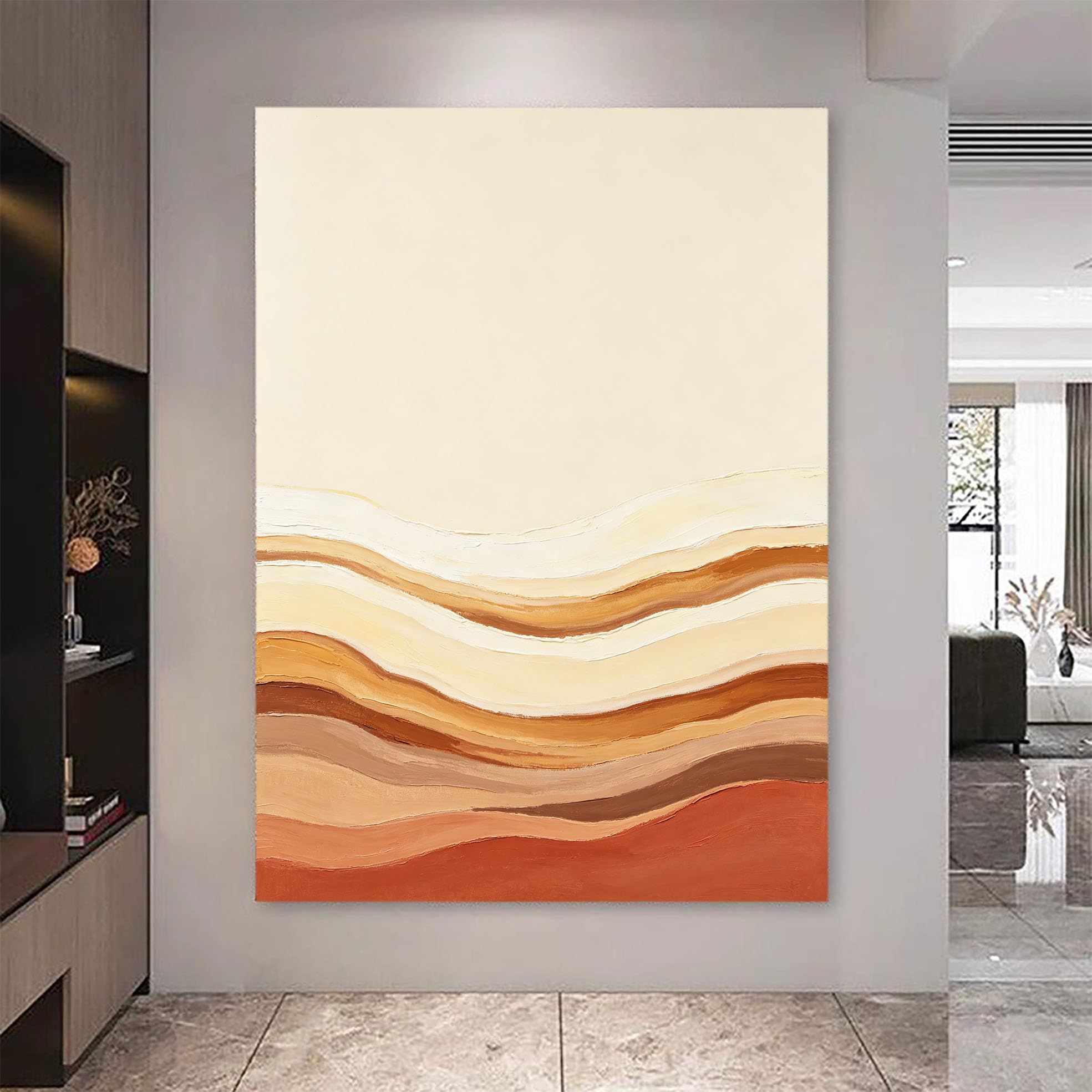 RWGSNB Peinture À L'Huile Sur Toile Peinte À la Main Abstraitetexture Épaisse et Aux Effets Relief Représentant Une Montagne Décoration Murale Bohème Sans Cadre Idéale pour le Salon Ou Chambr