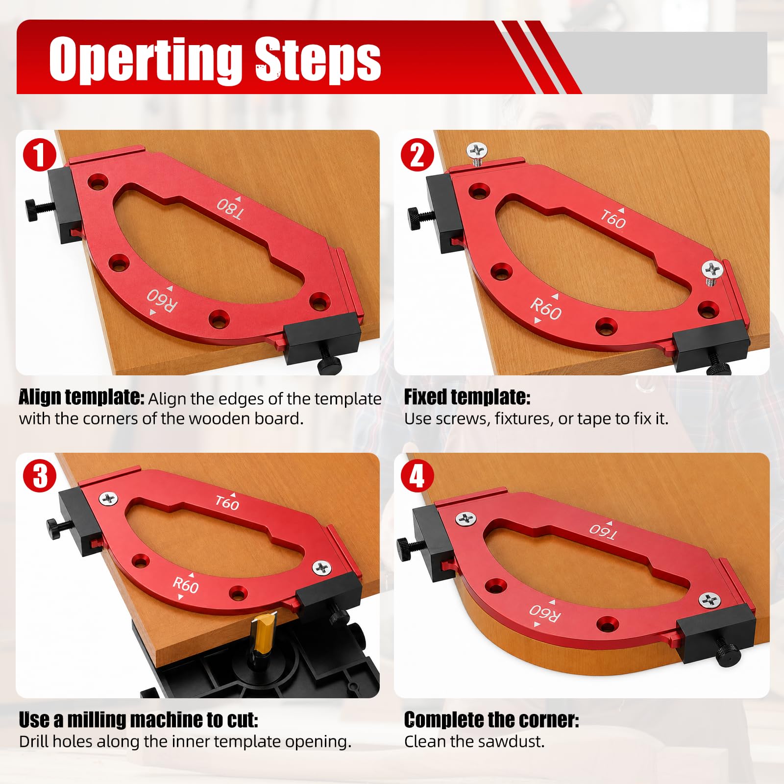 7 sztuk szablonów do frezarki górnowrzecionowej, akcesoria do frezarki górnowrzecionowej, promień jig router szablony narożne, do obróbki drewna R10 R15 R20 R25 R30 R35 R40 R50 R60, do