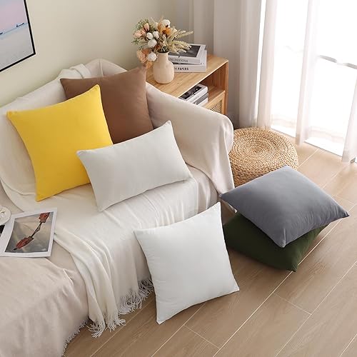 Miniatura 6 de Pallene Juego de 2 fundas de almohada decorativas de lino de arpillera de 18 x 18 pulgadas, fundas de almohada cuadradas sólidas para sofá, cama,