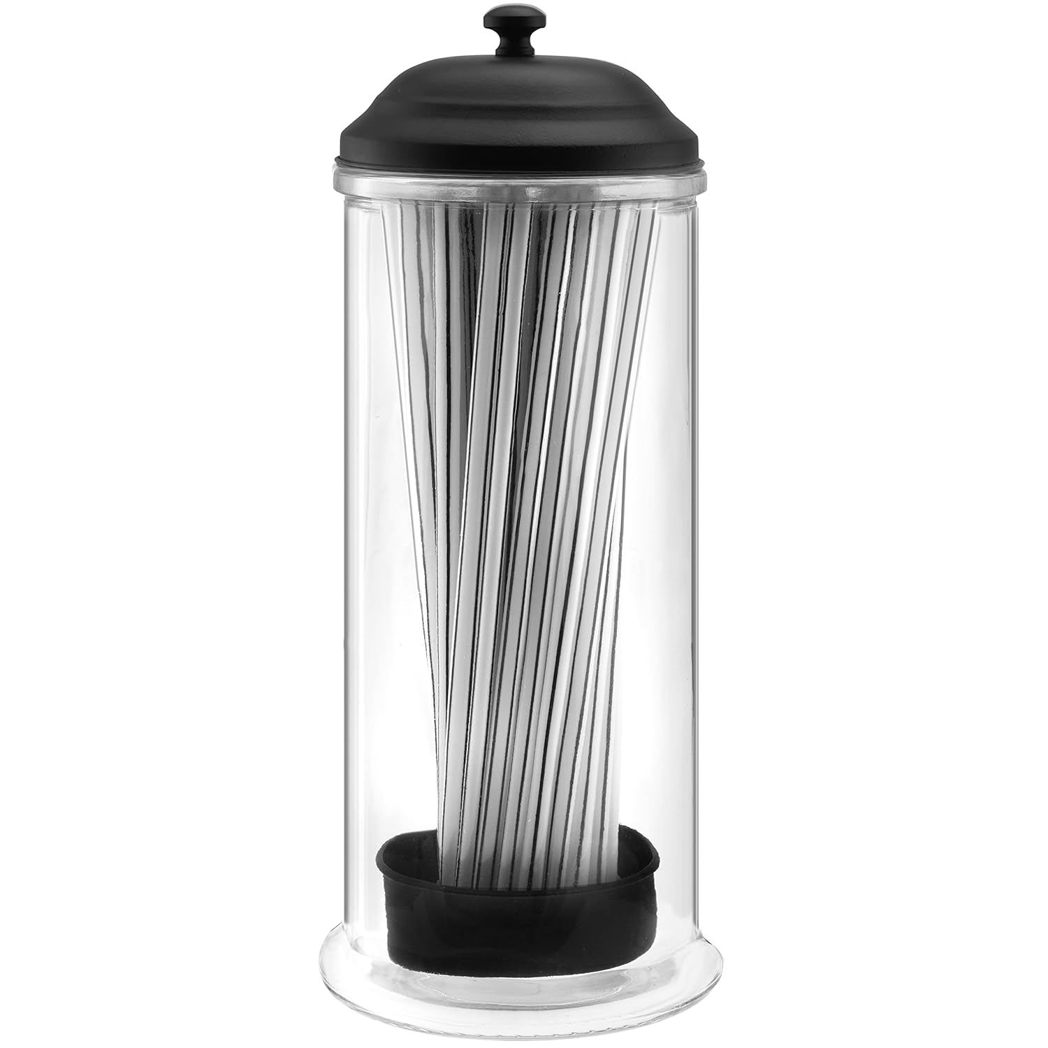 GADGETWIZ Straw Dispenser with Stainless Steel Lid Glass Straw Holder for Counter with Lid