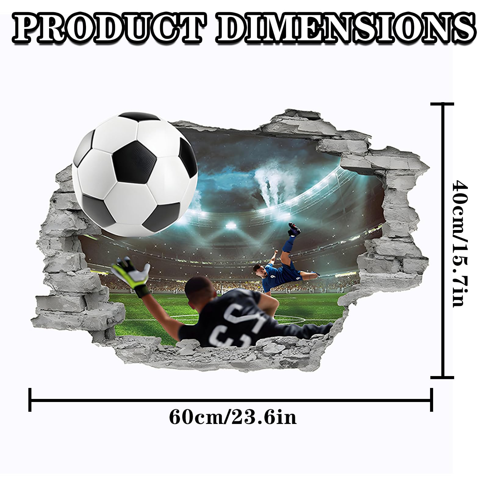 Adesivi Murali 3D,Adesivi Murali di Calcio 3D,Adesivi di Sfondo TV,Adesivi Murali di Calcio Della Camera Dei Ragazzi,Rimovibili eAdatti per la Decorazione Della Camera da Letto e Del Soggiorno