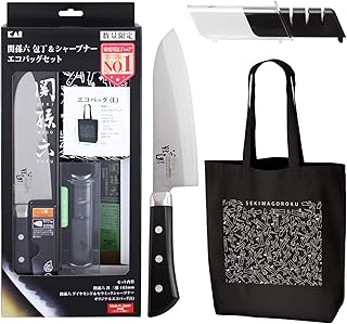 貝印 関孫六 茜 三徳 包丁 ダイヤモンド シャープナー エコバッグセット 日本製 RC5035