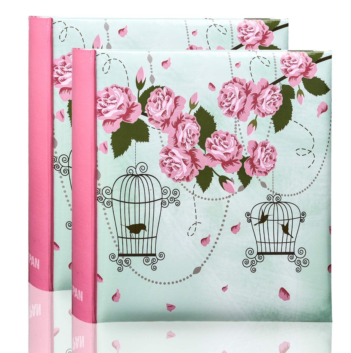 5x7'' Photo Albums Memo Writing Space 200 Photos Slip in Case Album 13 x 18 cm Size - Perfect Gifting Album for Wedding, Anniversary, Birthday X 2 by Arpan (Vintage Rose Bird Cage)