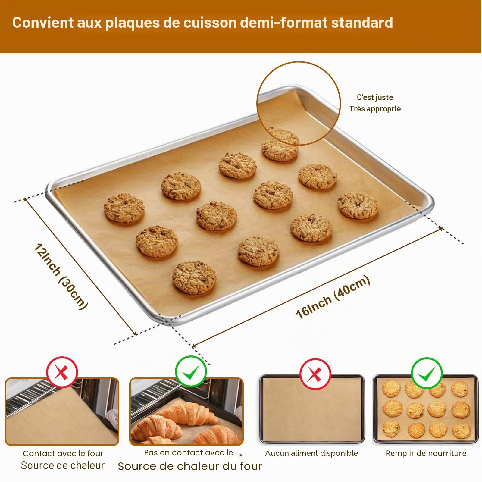 O2frepak Lot de 300 feuilles de papier sulfurisé prédécoupées antiadhésives 30x40cm,papier sulfurisé résistant à l'huile et imperméable,convient pour la cuisson des aliments,la cuisson,les grillades